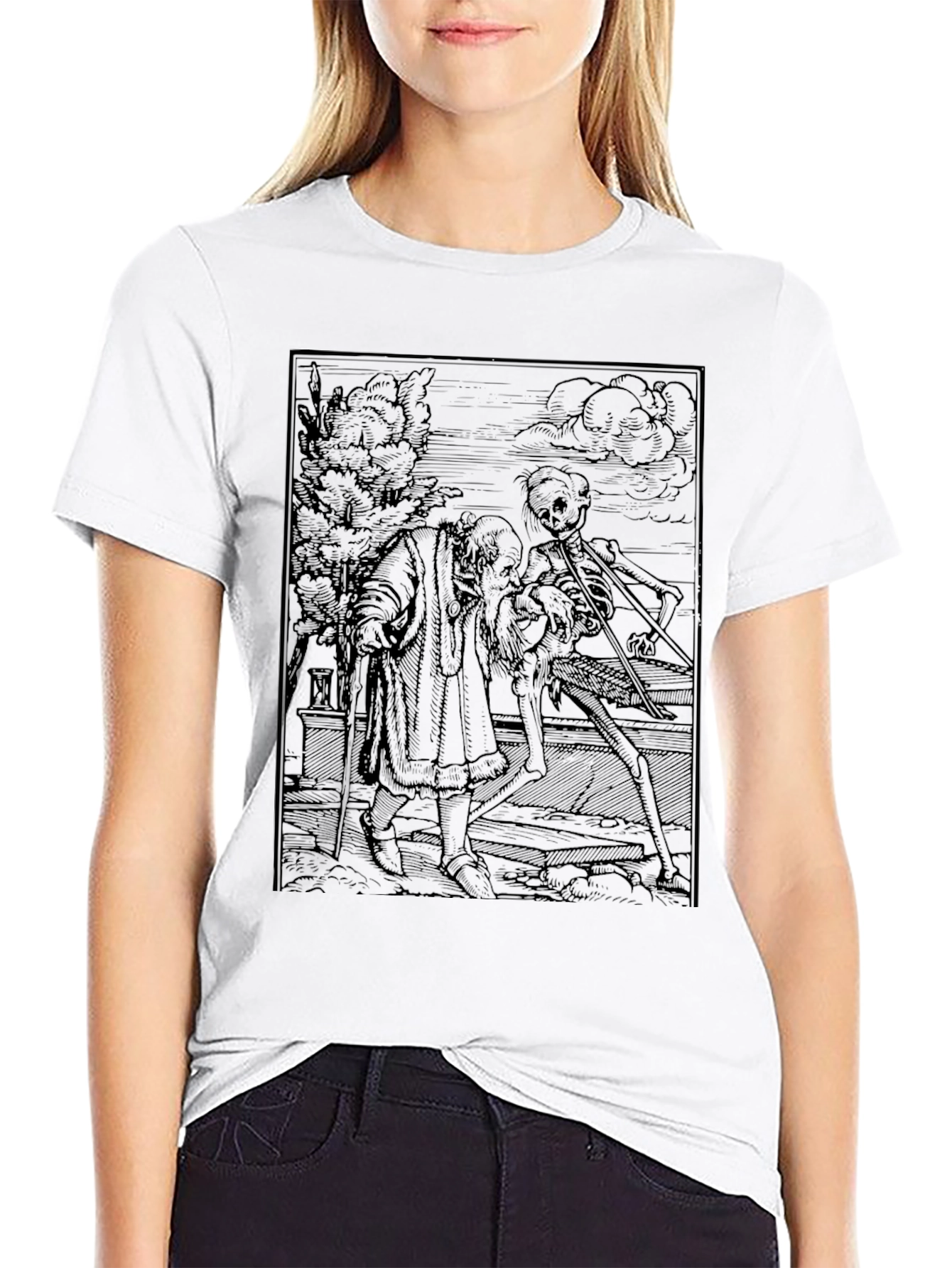 Grim Reaper Print Black T-Shirt