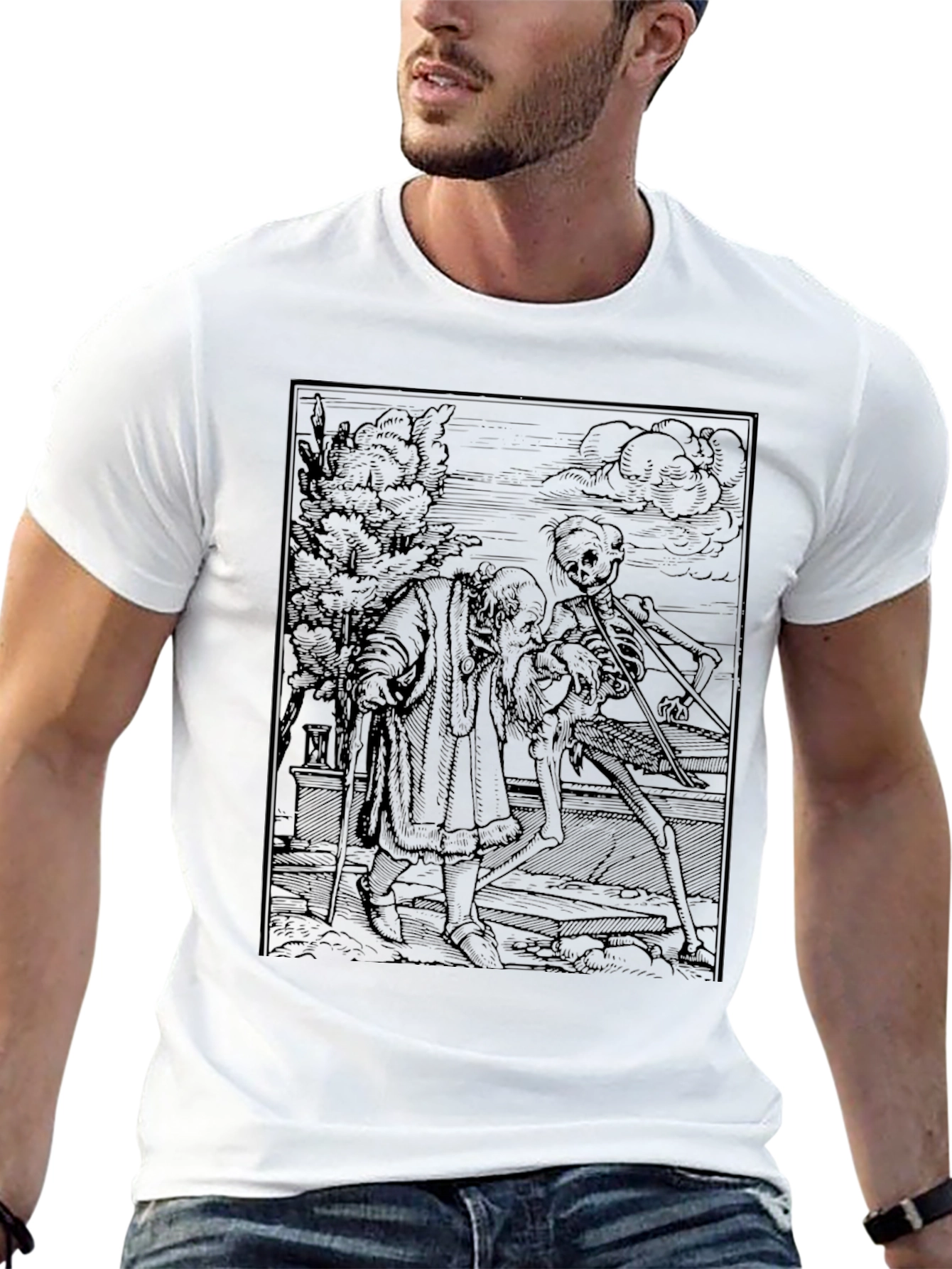 Grim Reaper Print Black T-Shirt