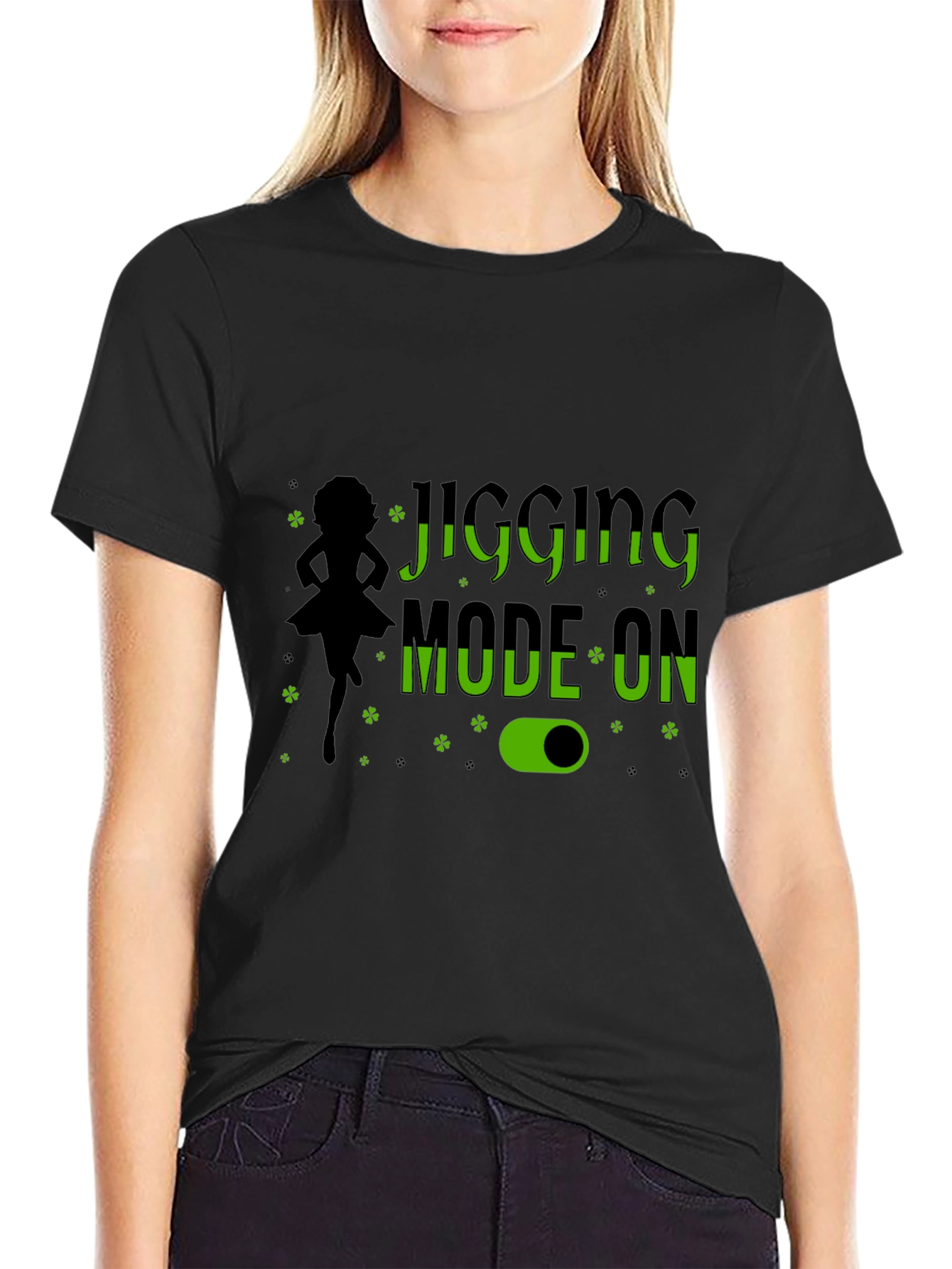 Jigging Mode On Black T-Shirt