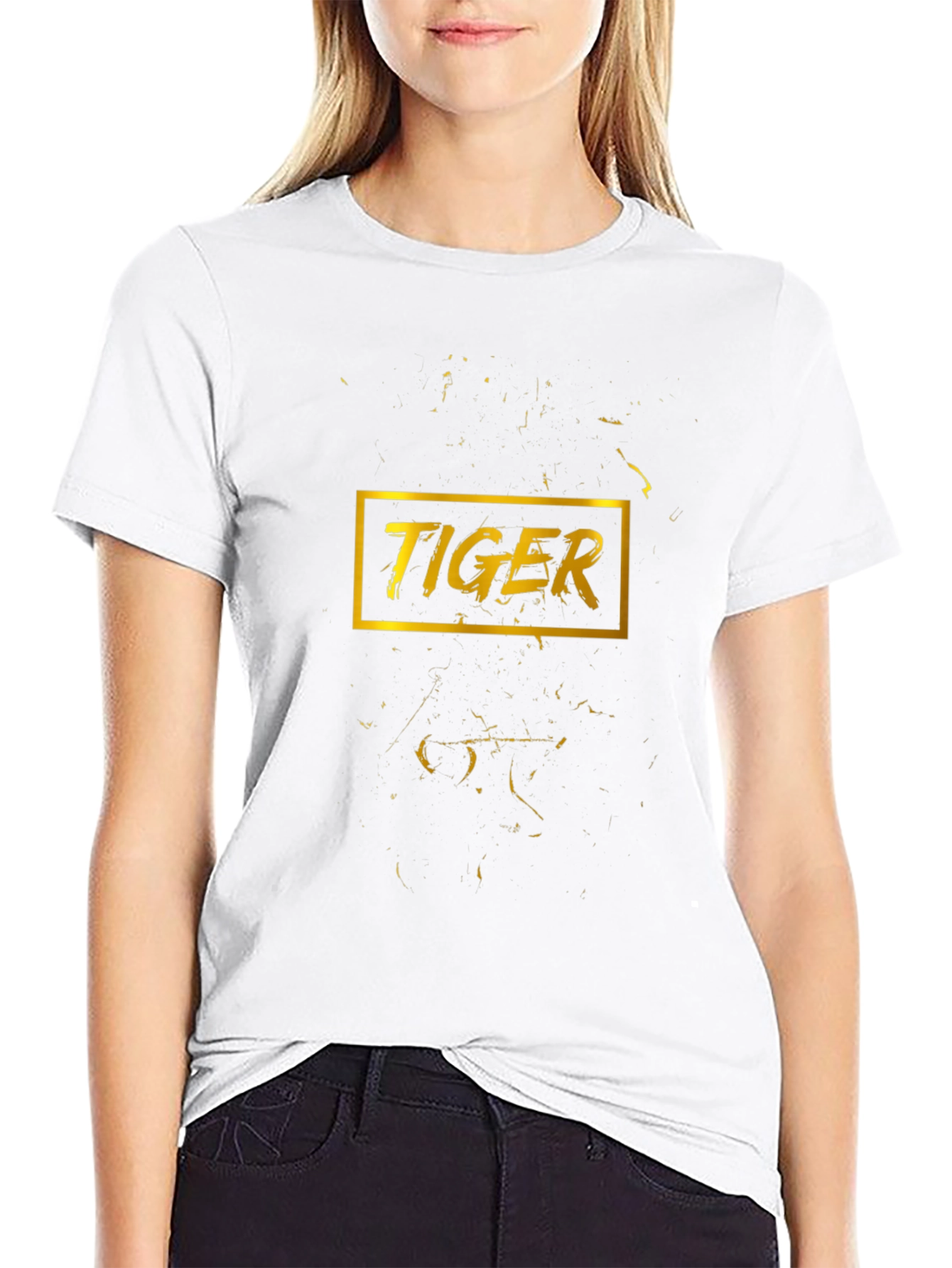 Golden Tiger Graphic Black T-Shirt