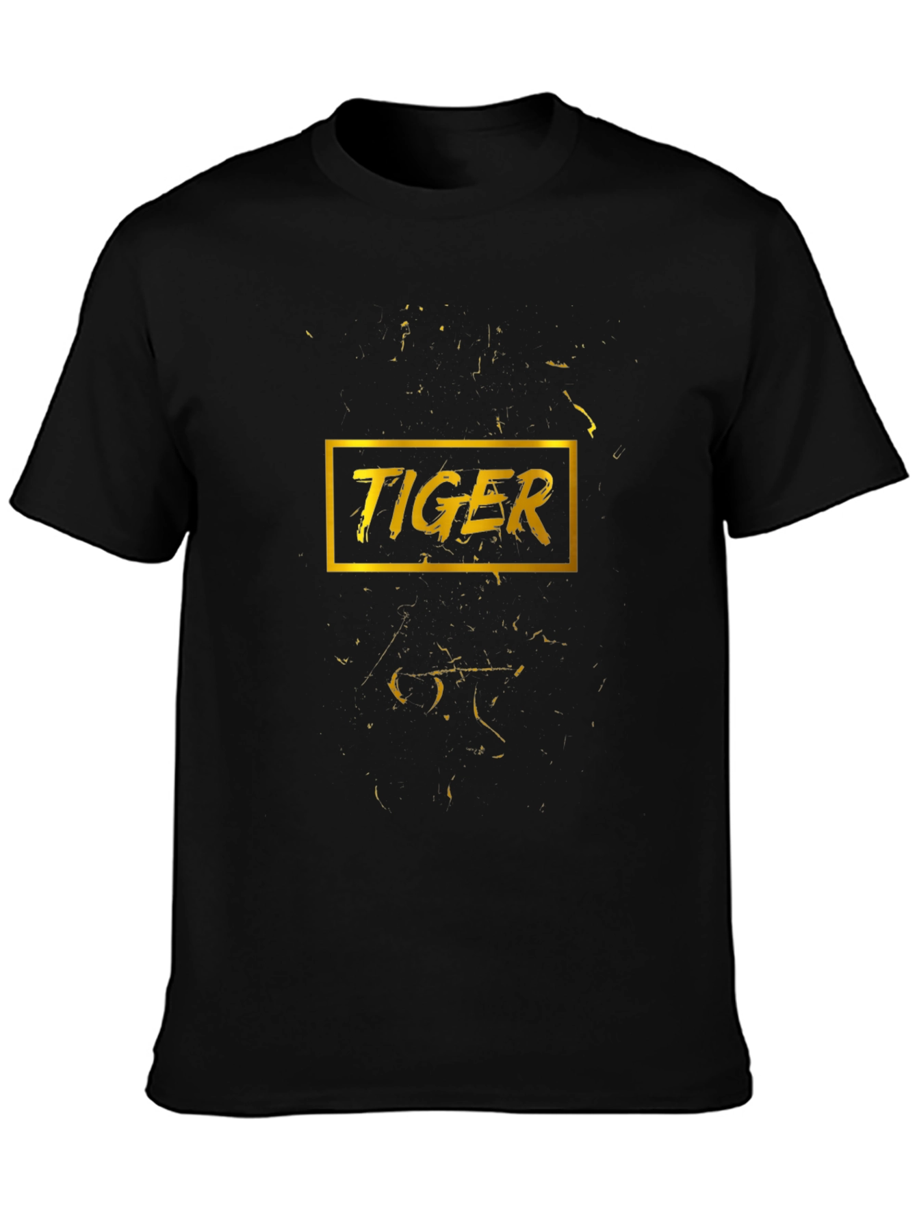 Golden Tiger Graphic Black T-Shirt