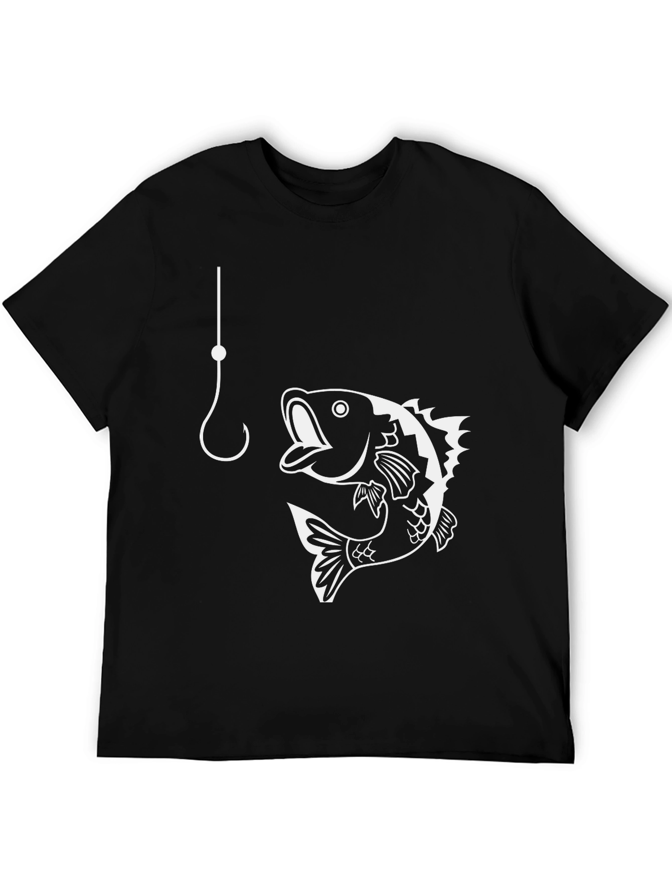 Fishing Hook & Bass T-Shirt - Black