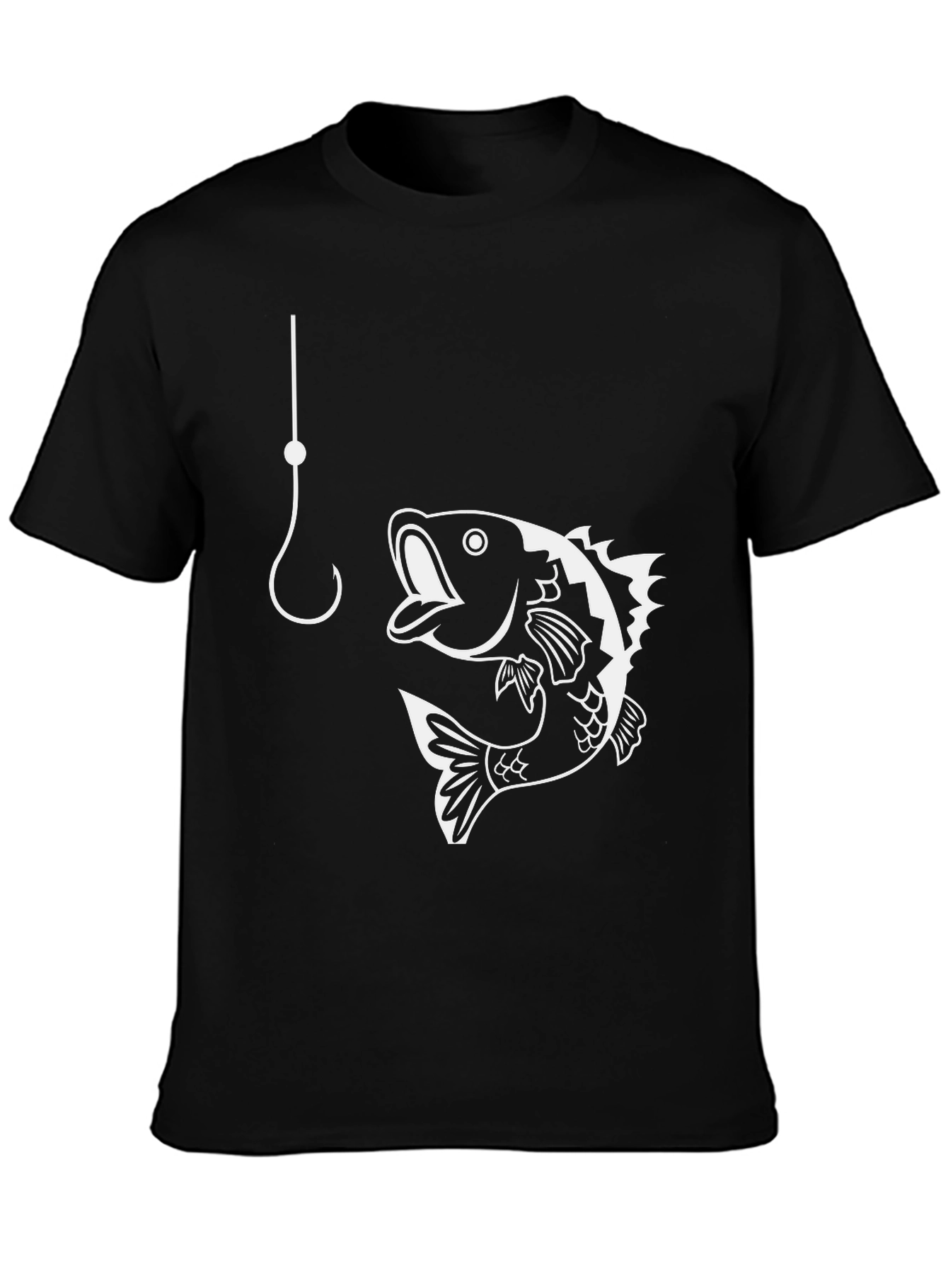 Fishing Hook & Bass T-Shirt - Black