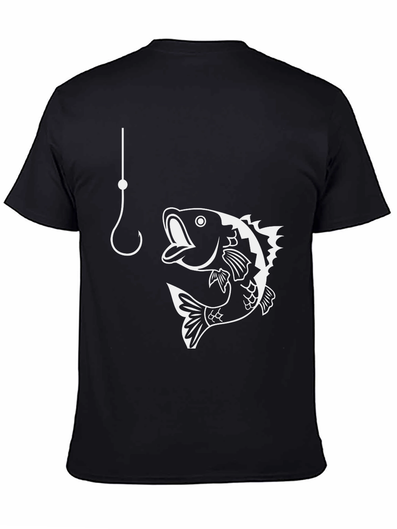 Fishing Hook & Bass T-Shirt - Black
