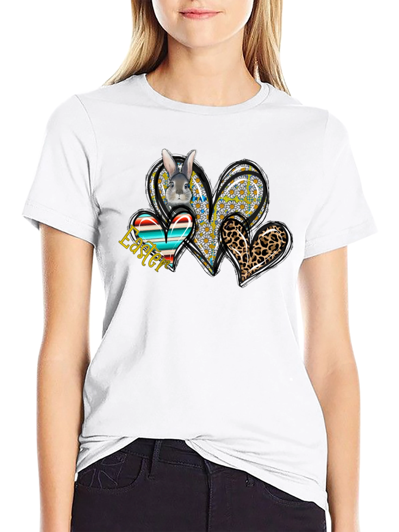 Easter Bunny Hearts Graphic Tee