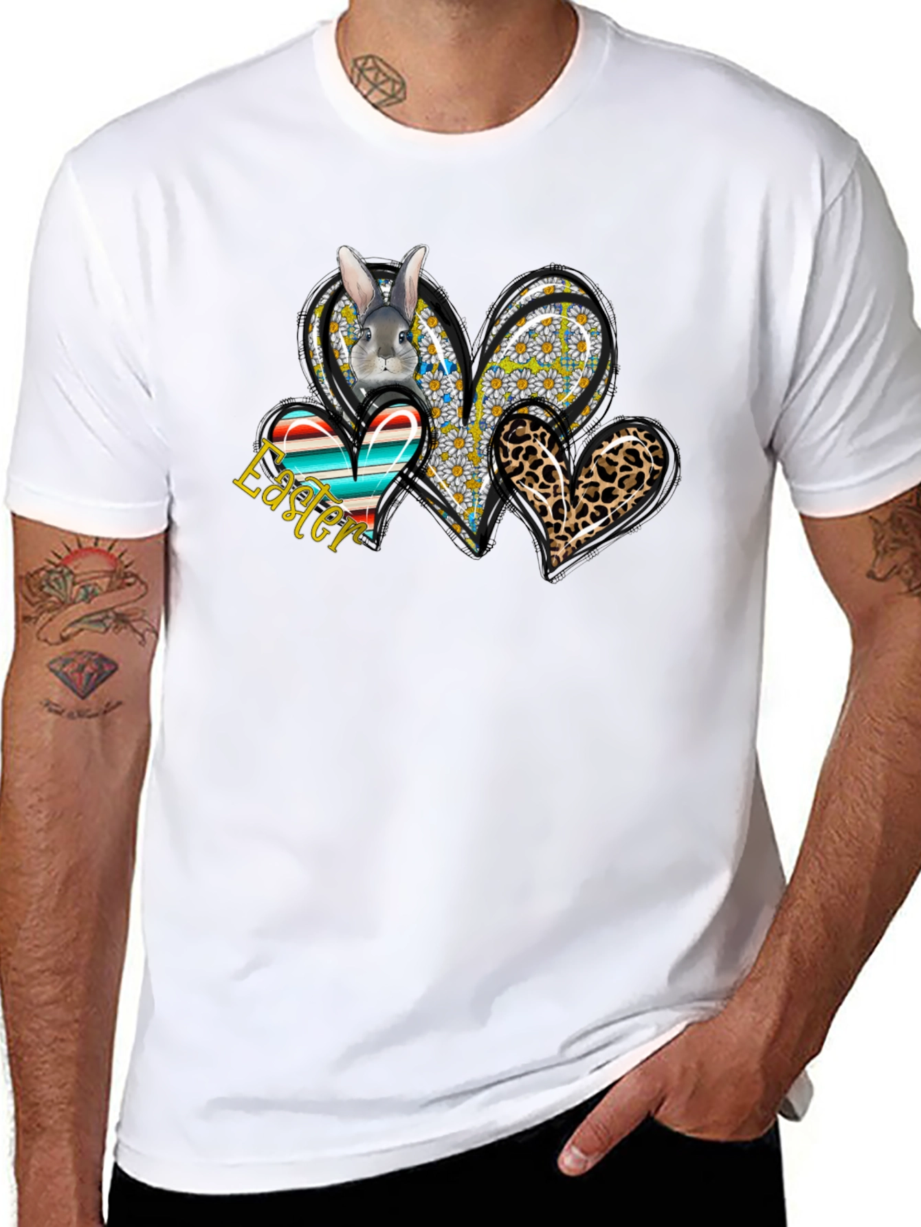 Easter Bunny Hearts Graphic Tee