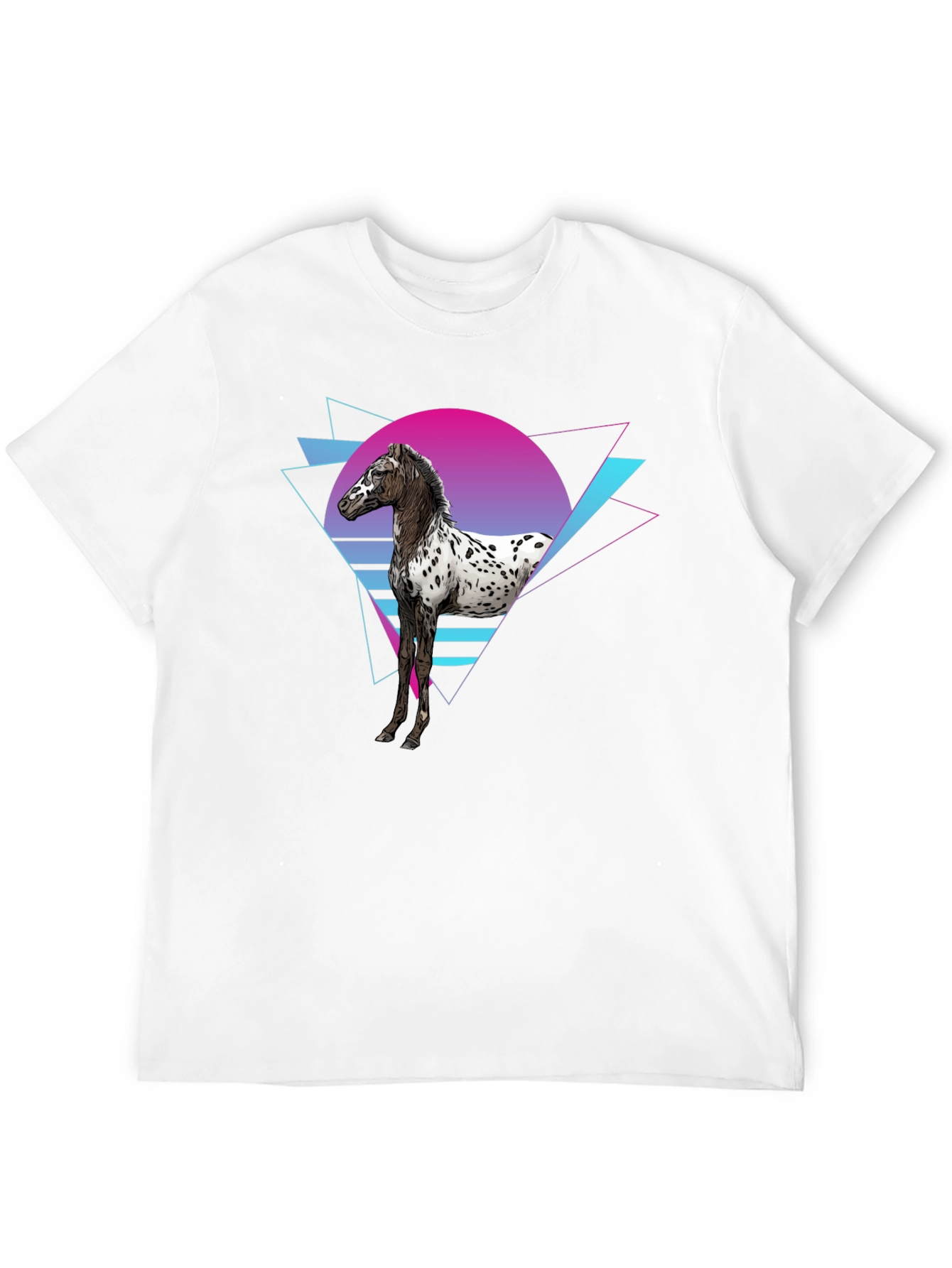 Retro Horse Graphic Tee - Black Cotton T-Shirt