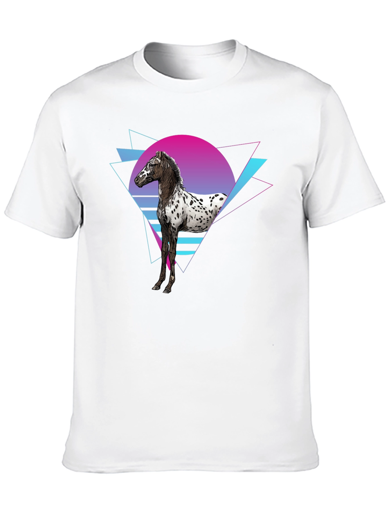 Retro Horse Graphic Tee - Black Cotton T-Shirt