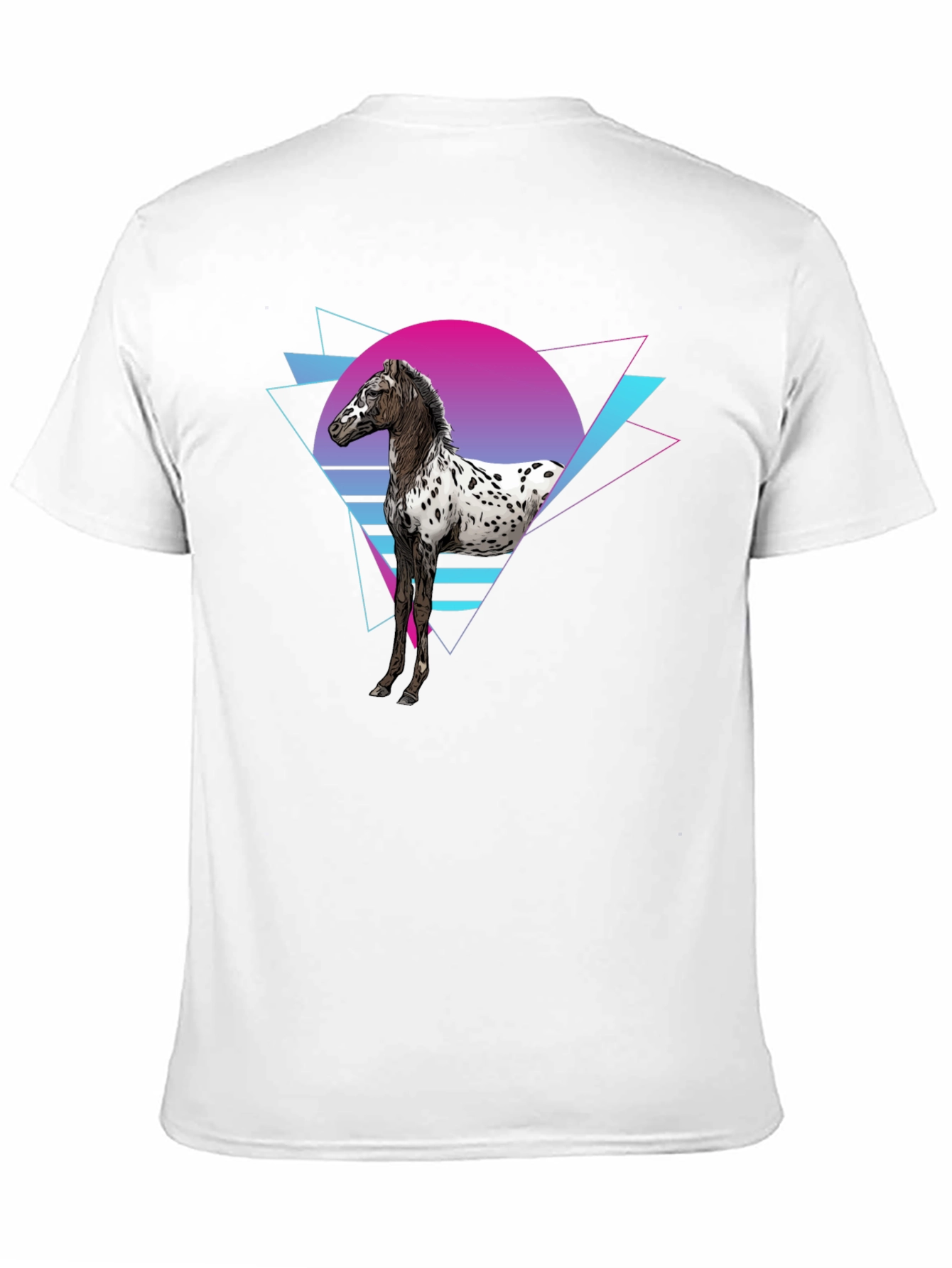Retro Horse Graphic Tee - Black Cotton T-Shirt