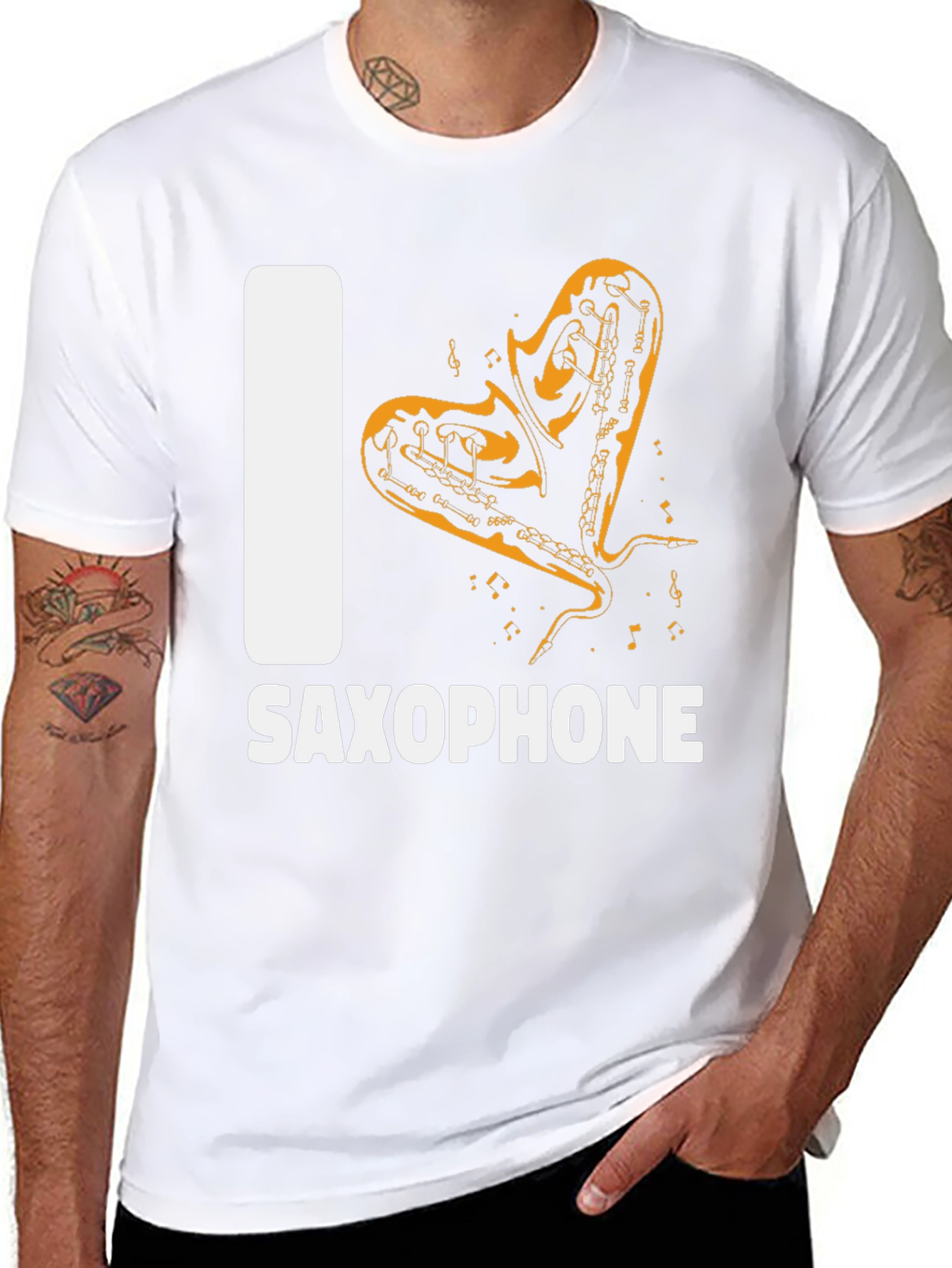 I Love Saxophone Graphic T-Shirt - Music Lover Tee