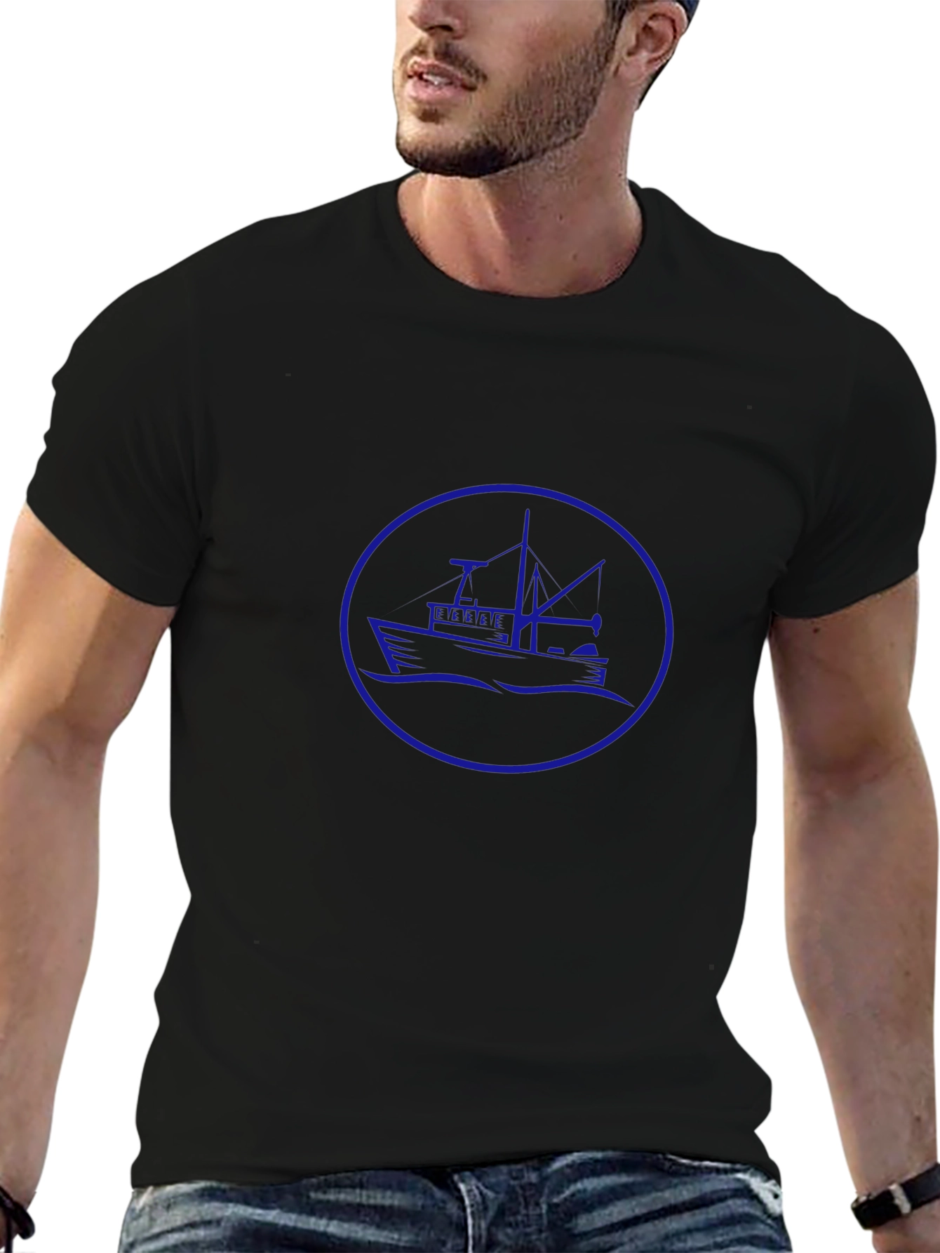 Nautical T-Shirt - Blue Boat Graphic Tee