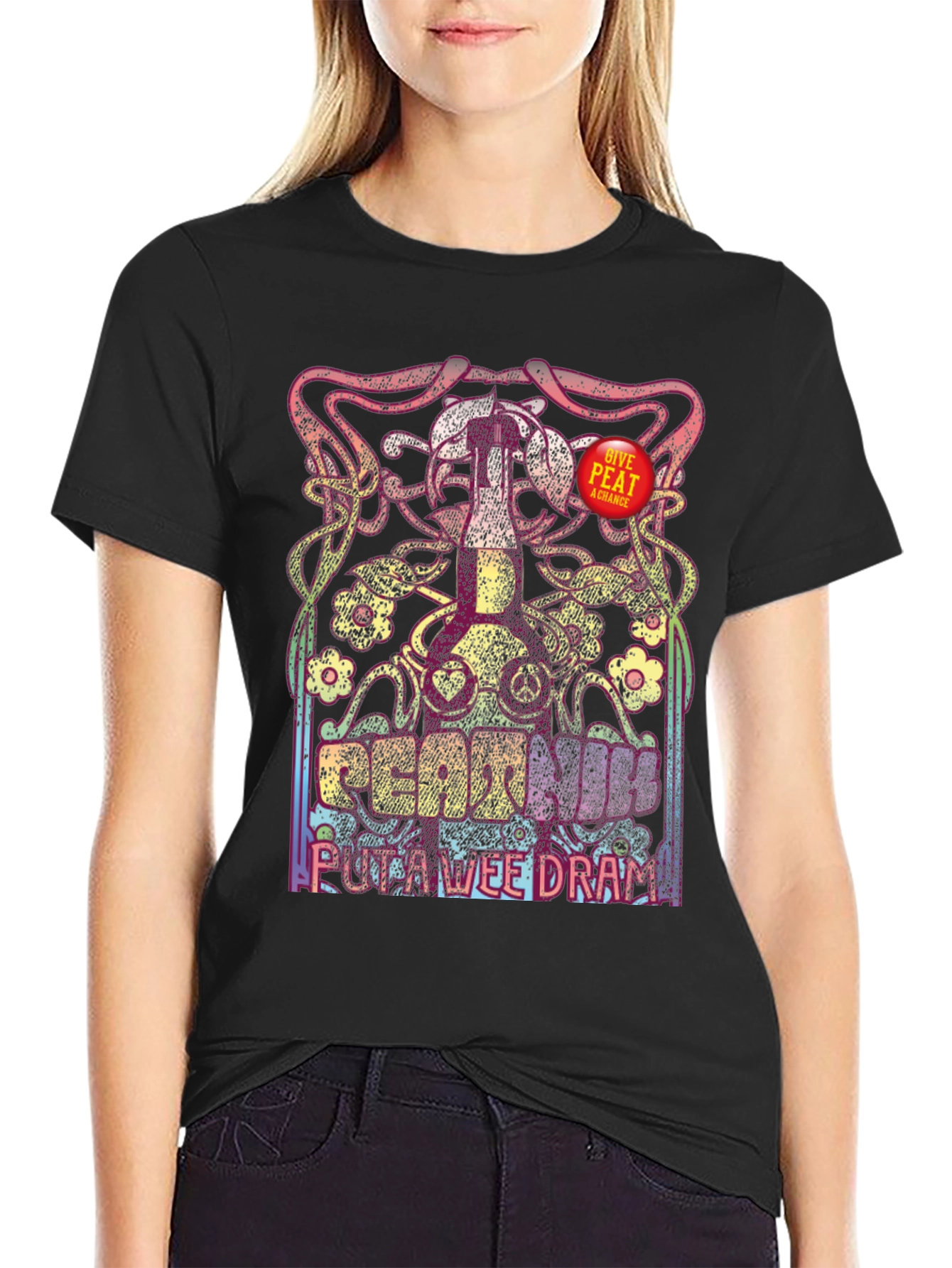 Peat Hum Wee Dram Black Graphic T-Shirt