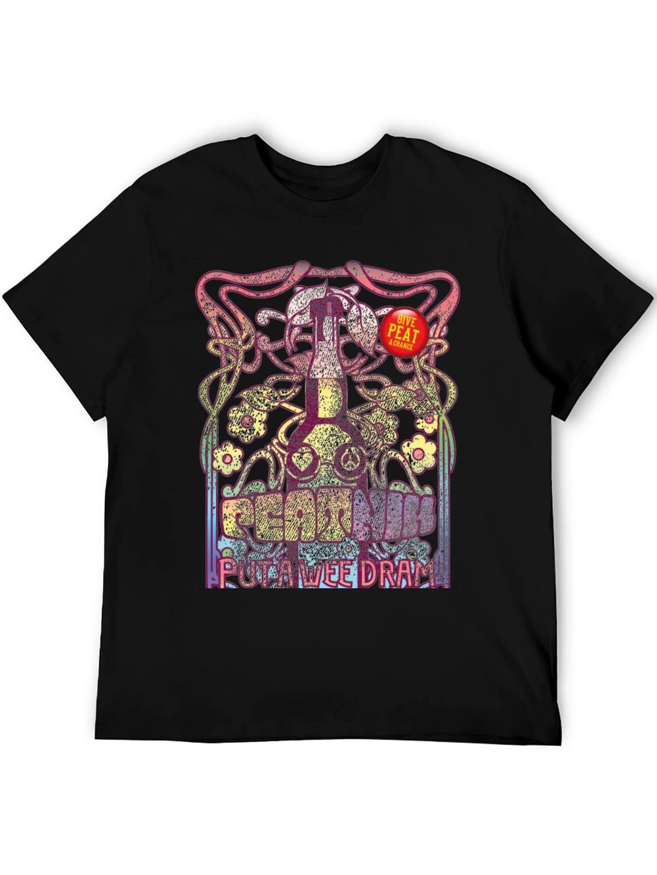 Peat Hum Wee Dram Black Graphic T-Shirt