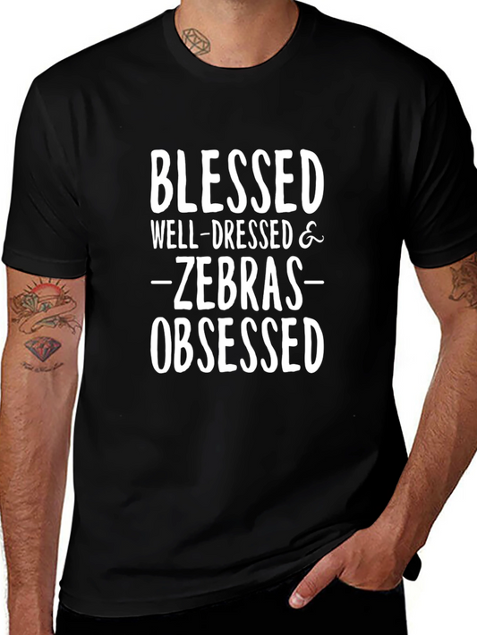 Blessed Well-Dressed & Zebras Obsessed Black T-Shirt