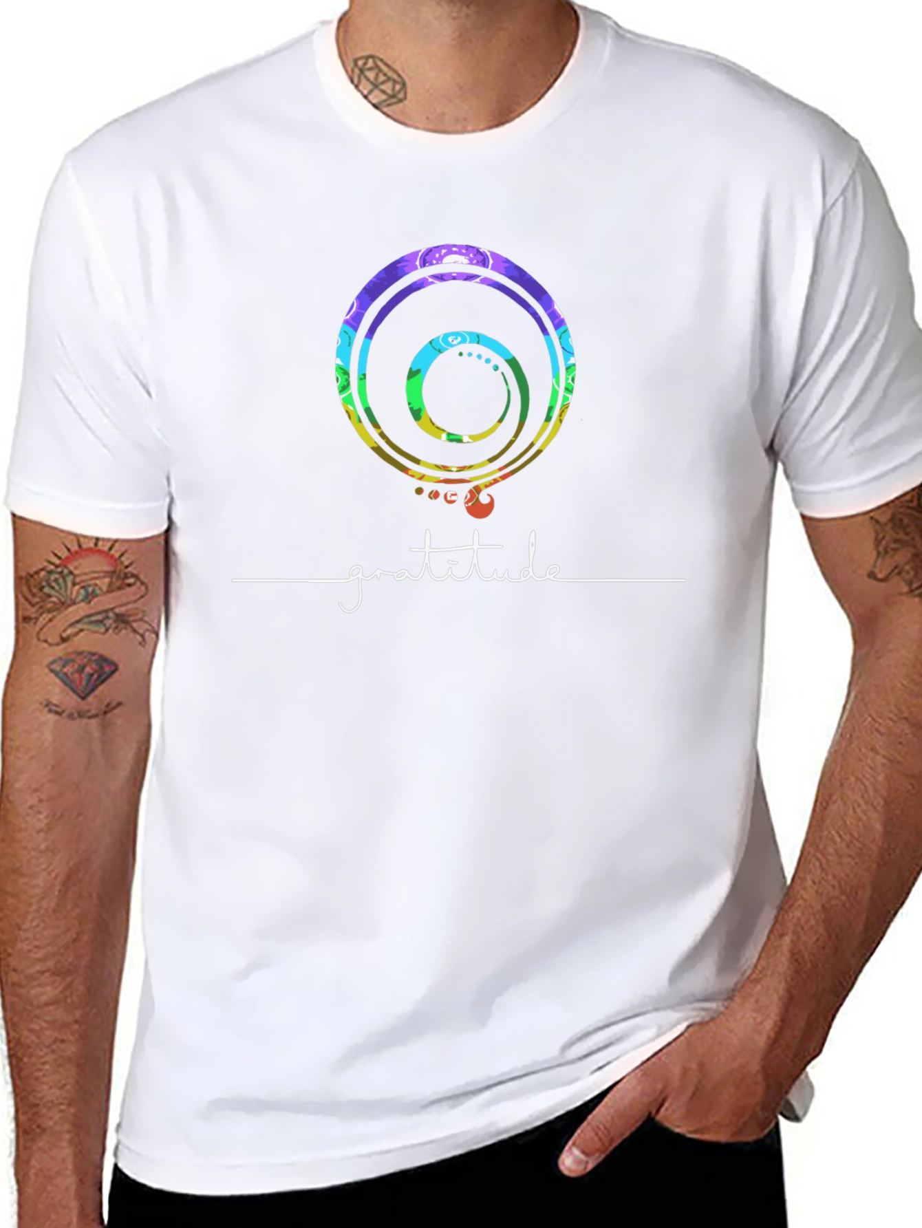 Gratitude Graphic Tee - Black Crew Neck Cotton Shirt