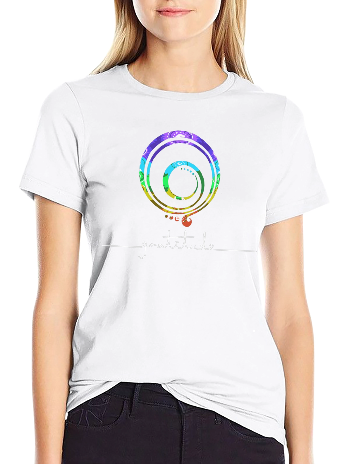 Gratitude Graphic Tee - Black Crew Neck Cotton Shirt