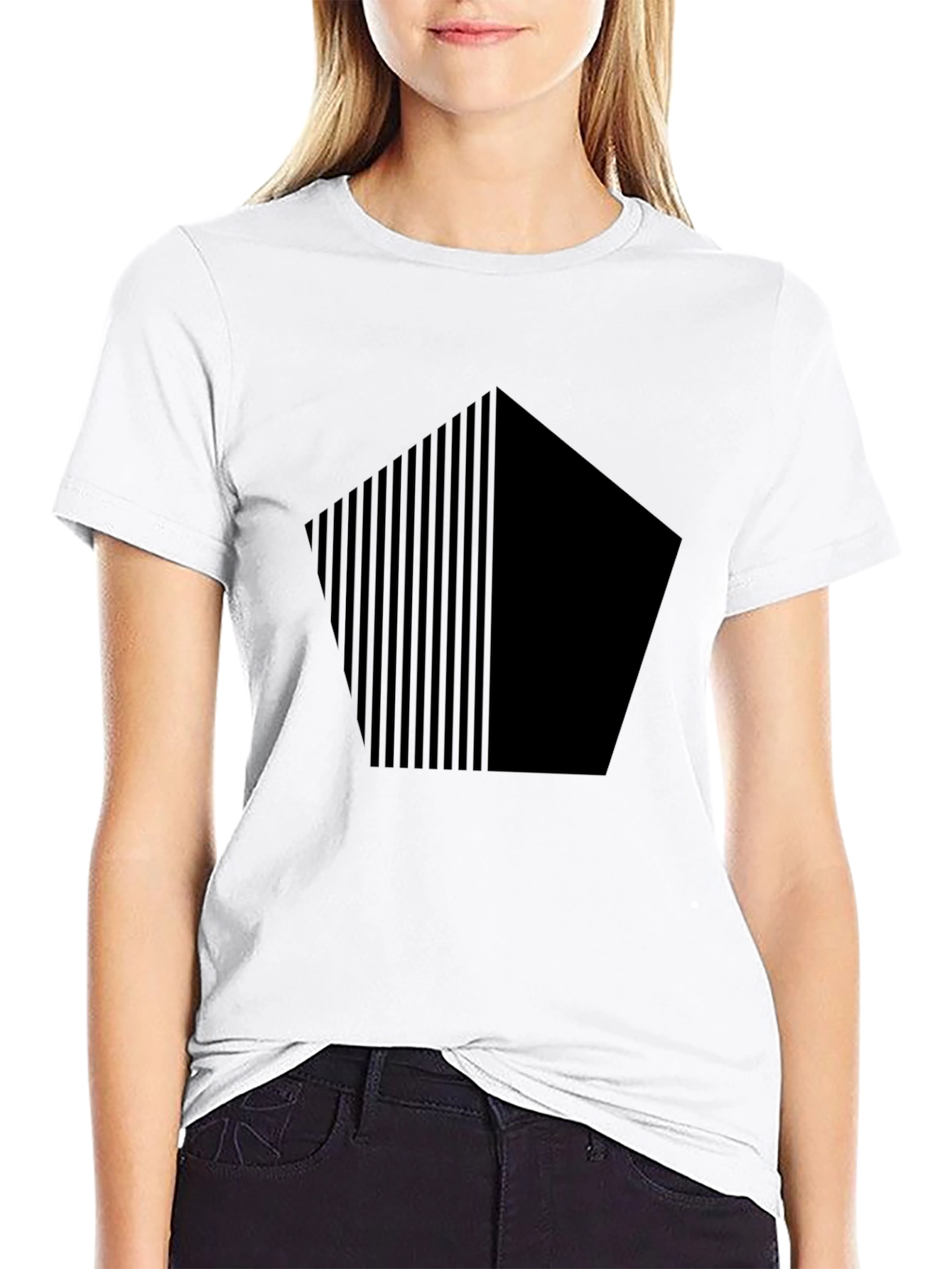 Geometric Graphic Print Mens Black T-Shirt