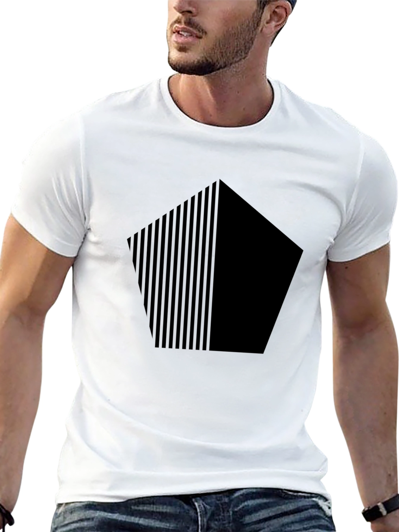 Geometric Graphic Print Mens Black T-Shirt