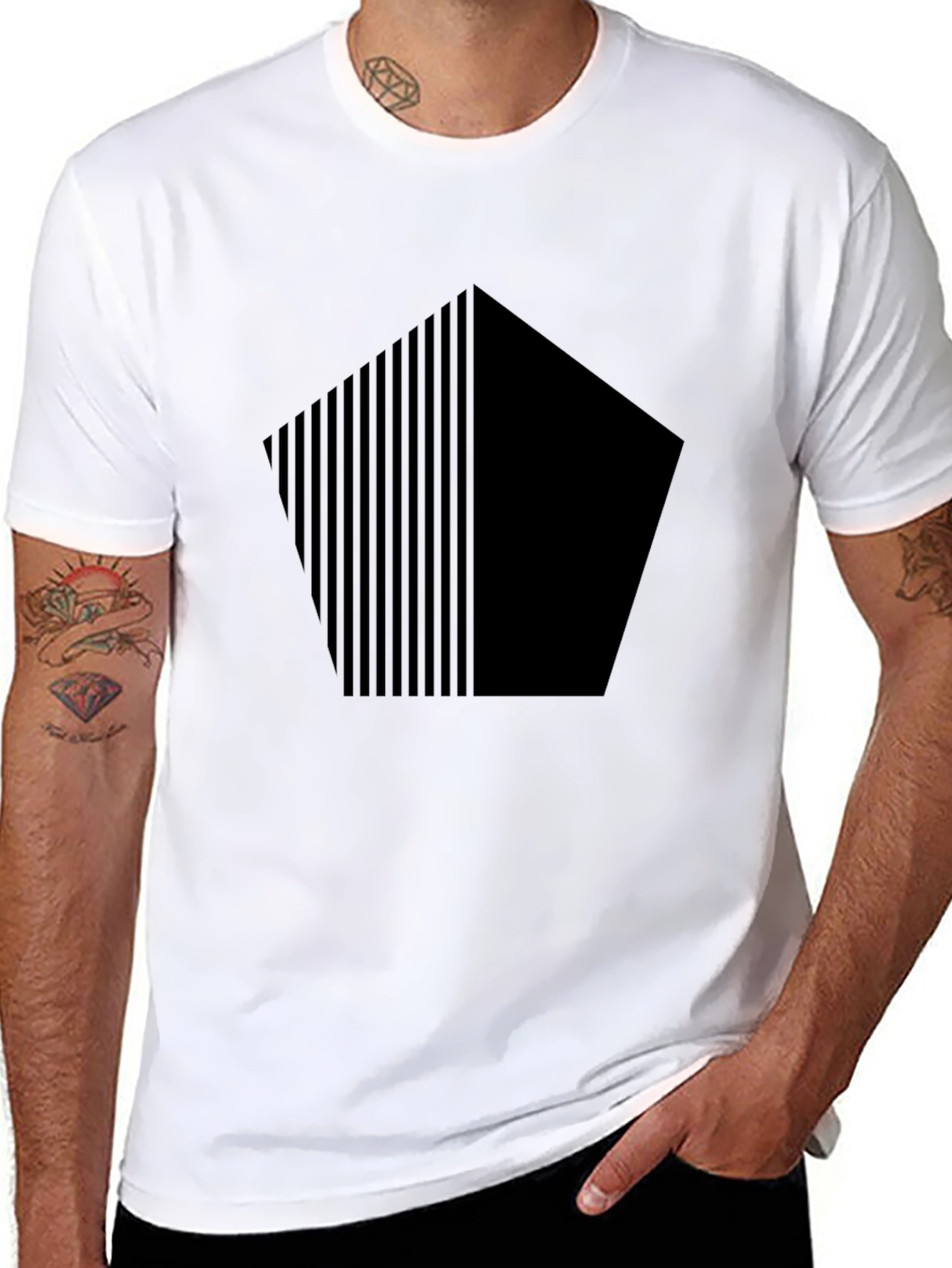 Geometric Graphic Print Mens Black T-Shirt