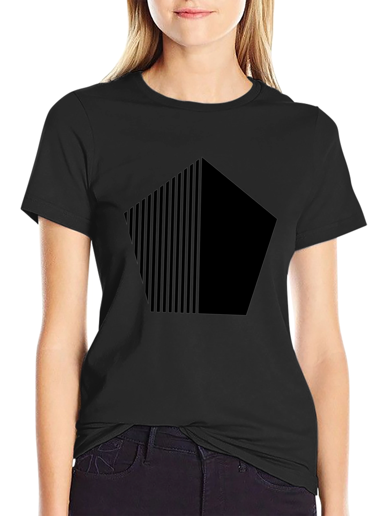 Geometric Graphic Print Mens Black T-Shirt