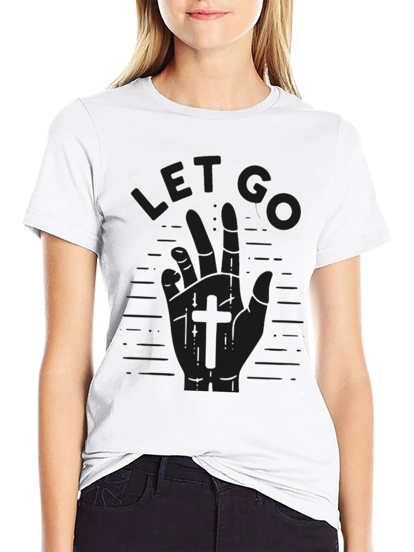 Let Go Hand Graphic Tee - Black Casual T-Shirt