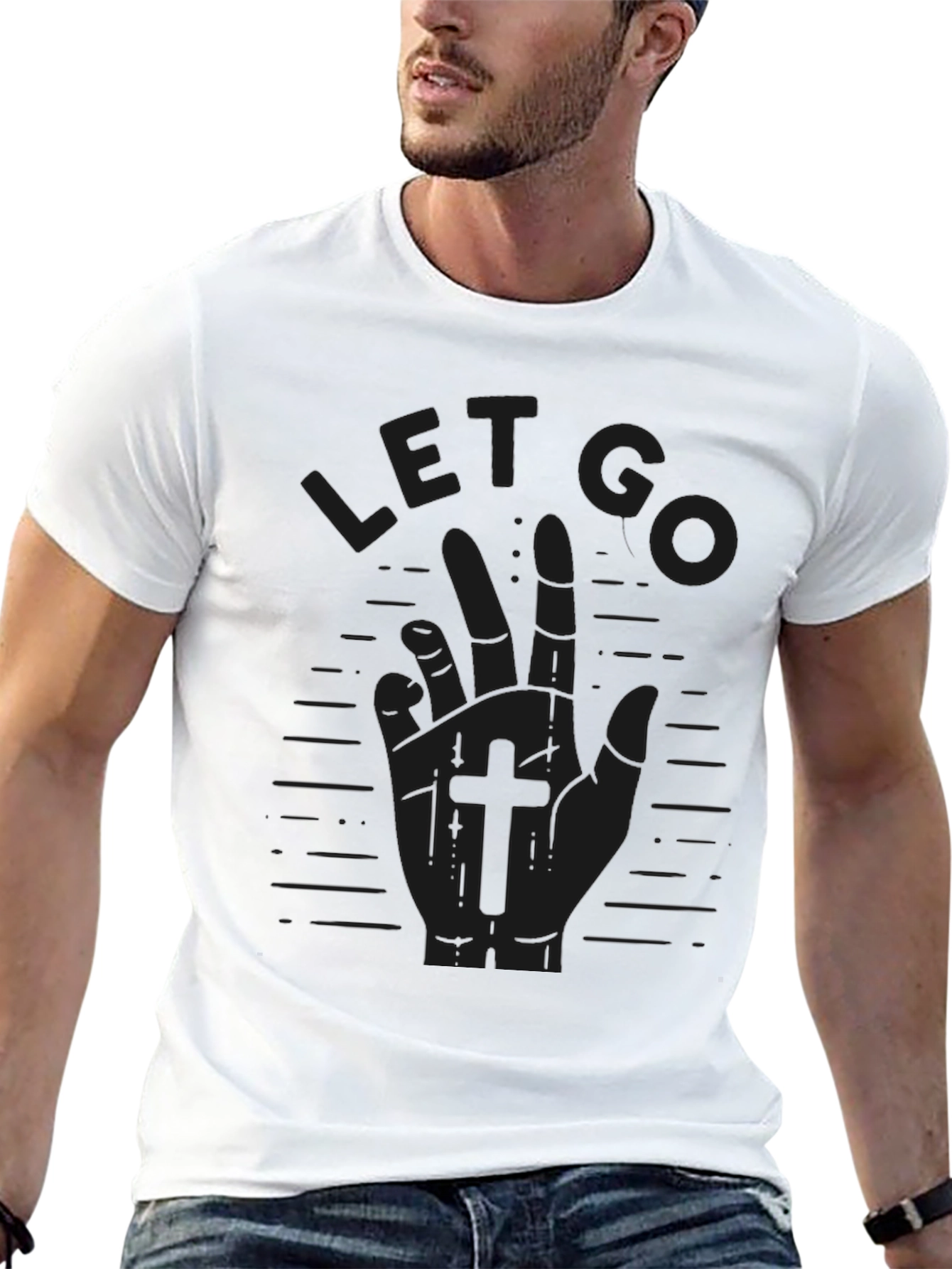 Let Go Hand Graphic Tee - Black Casual T-Shirt