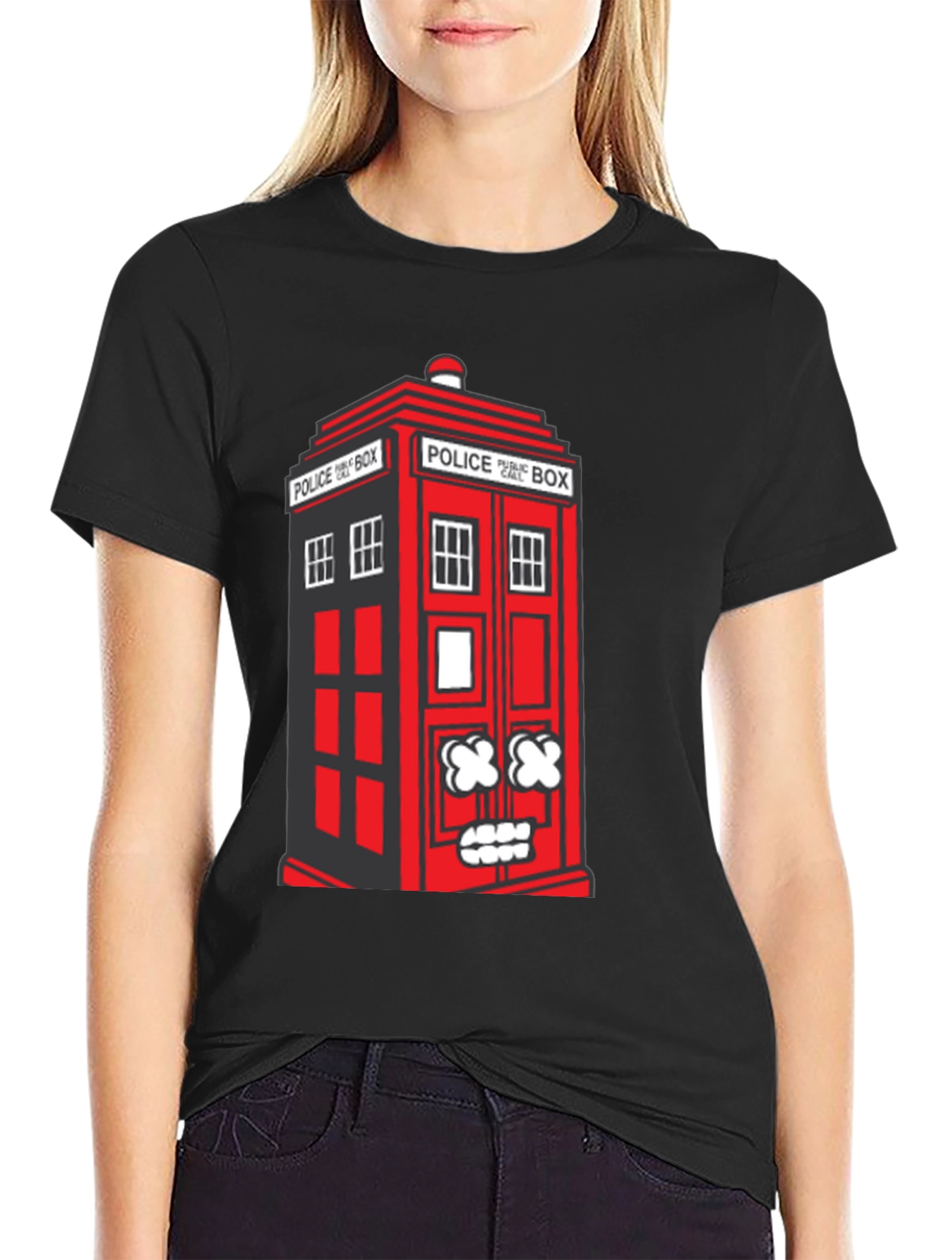 Quirky Red Police Box Graphic T-Shirt