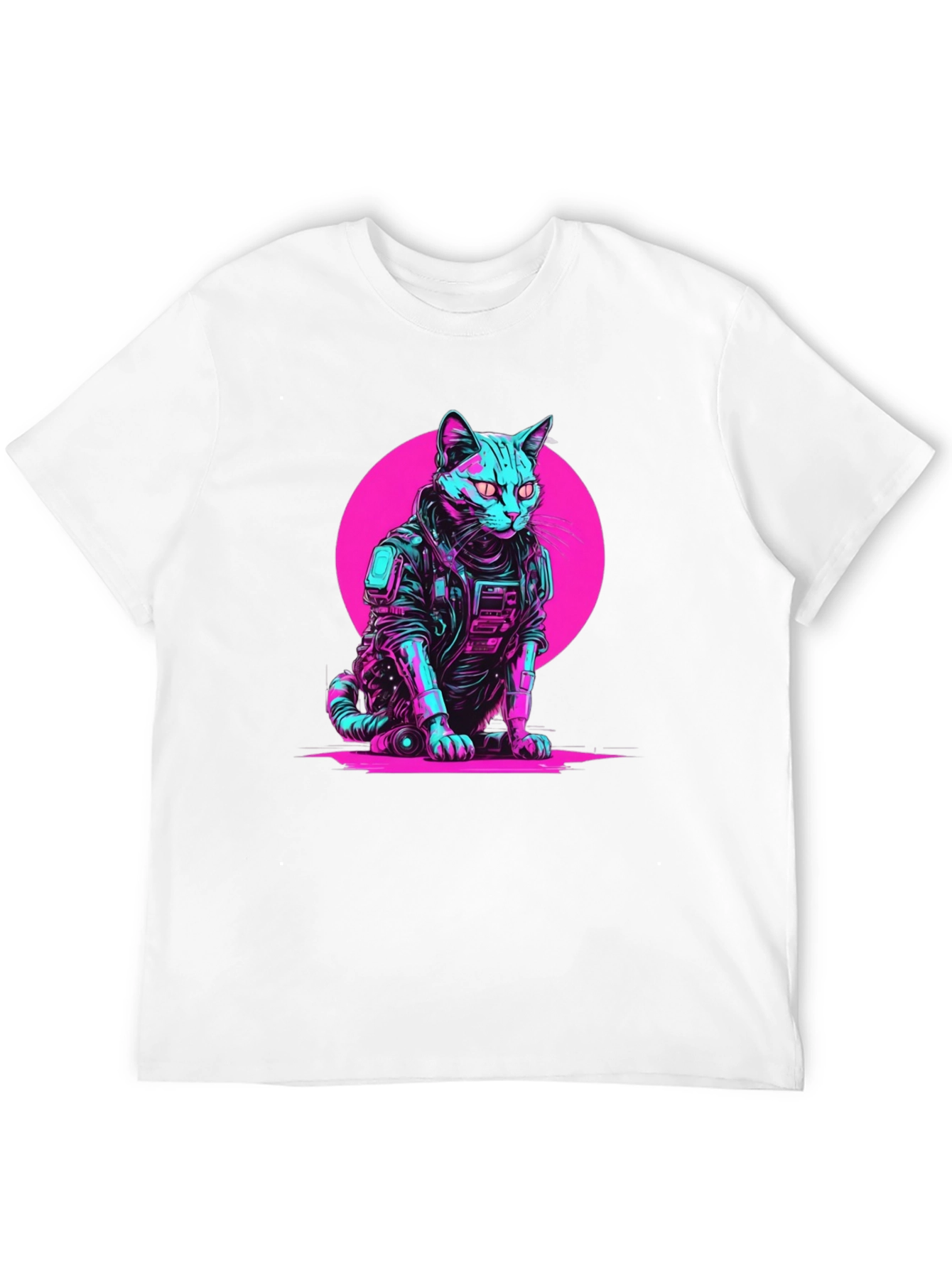 Cyberpunk Cat T-Shirt - Retro Neon Pet Tee