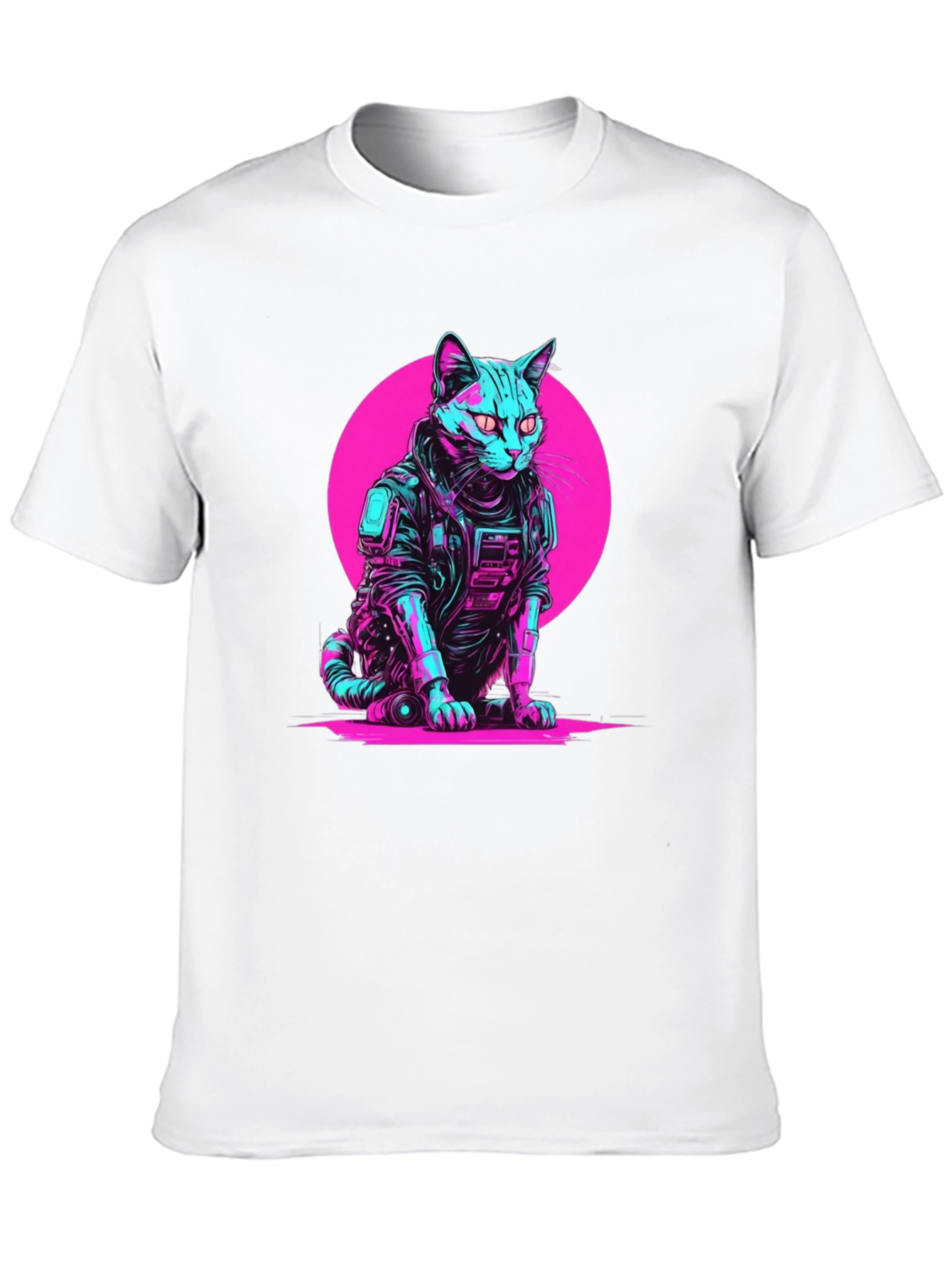 Cyberpunk Cat T-Shirt - Retro Neon Pet Tee