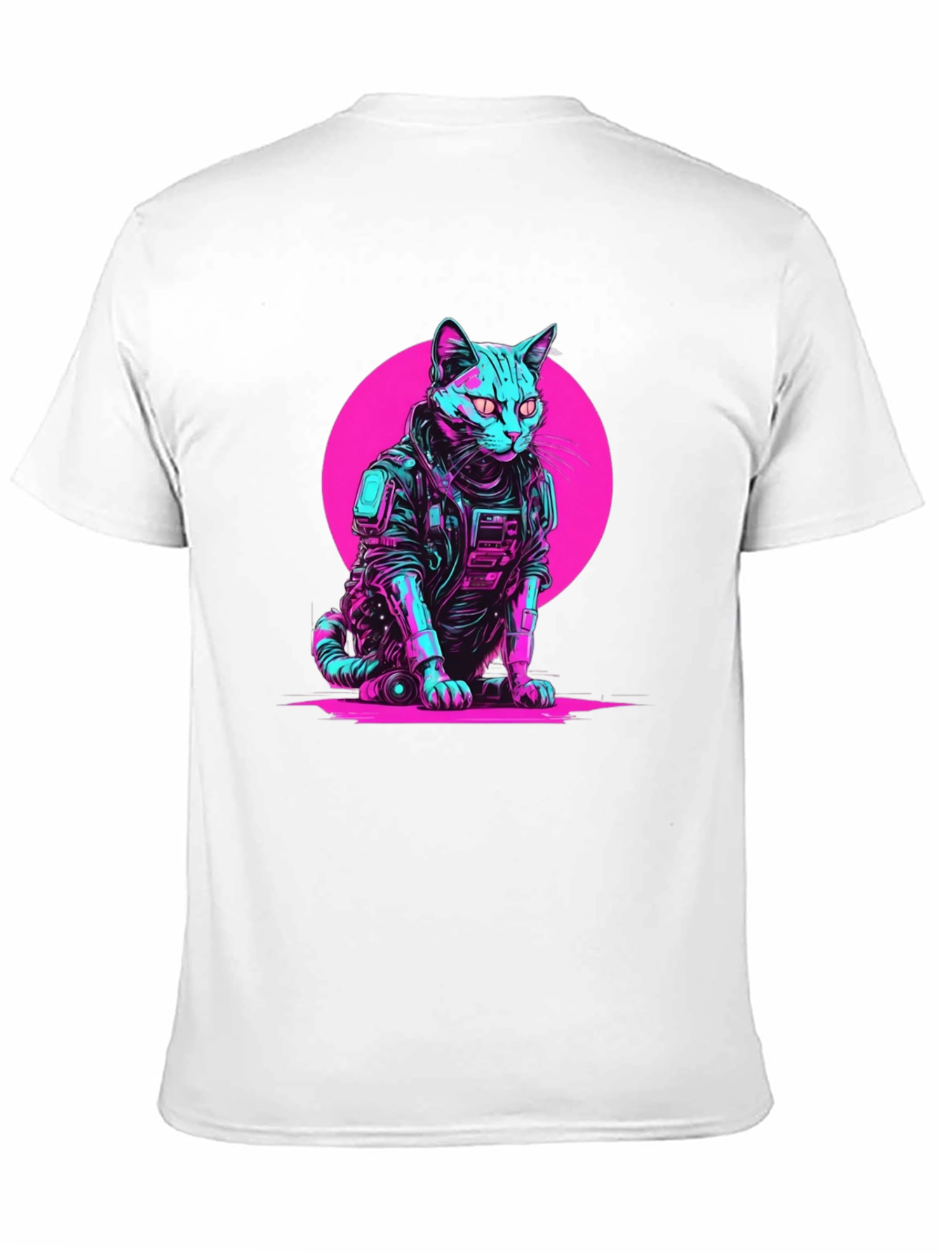 Cyberpunk Cat T-Shirt - Retro Neon Pet Tee