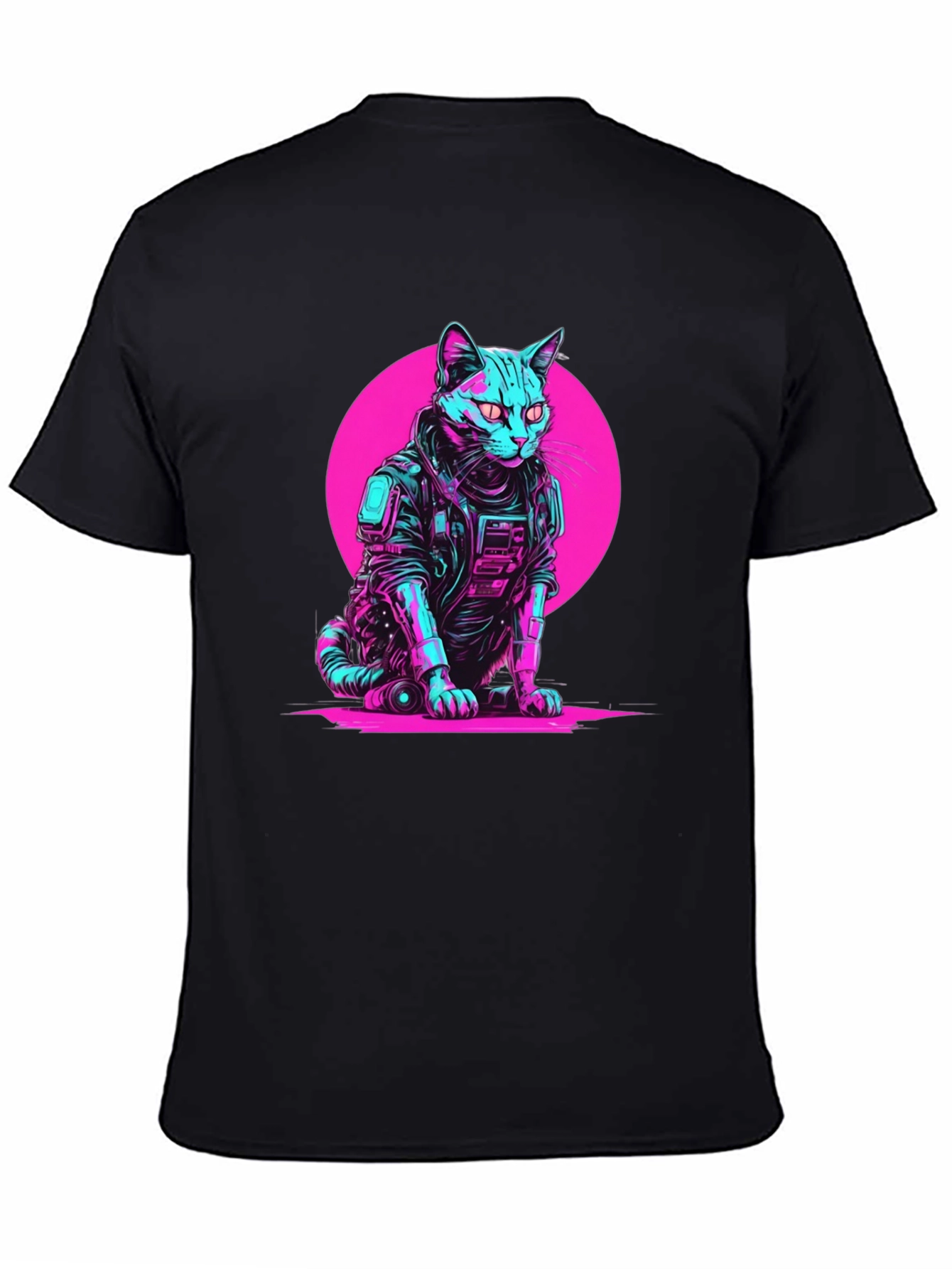 Cyberpunk Cat T-Shirt - Retro Neon Pet Tee