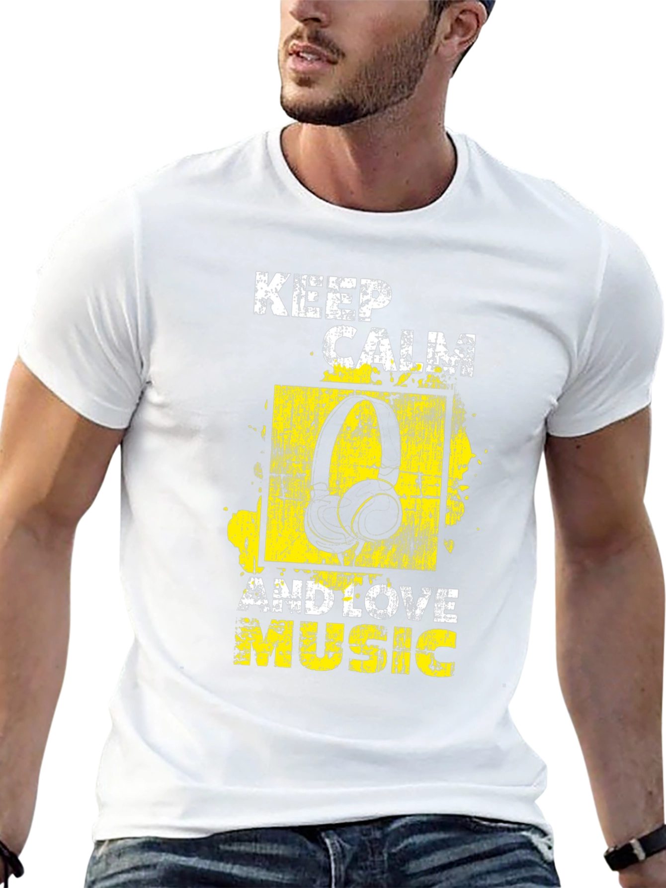 Keep Calm & Love Music Graphic Tee - Black