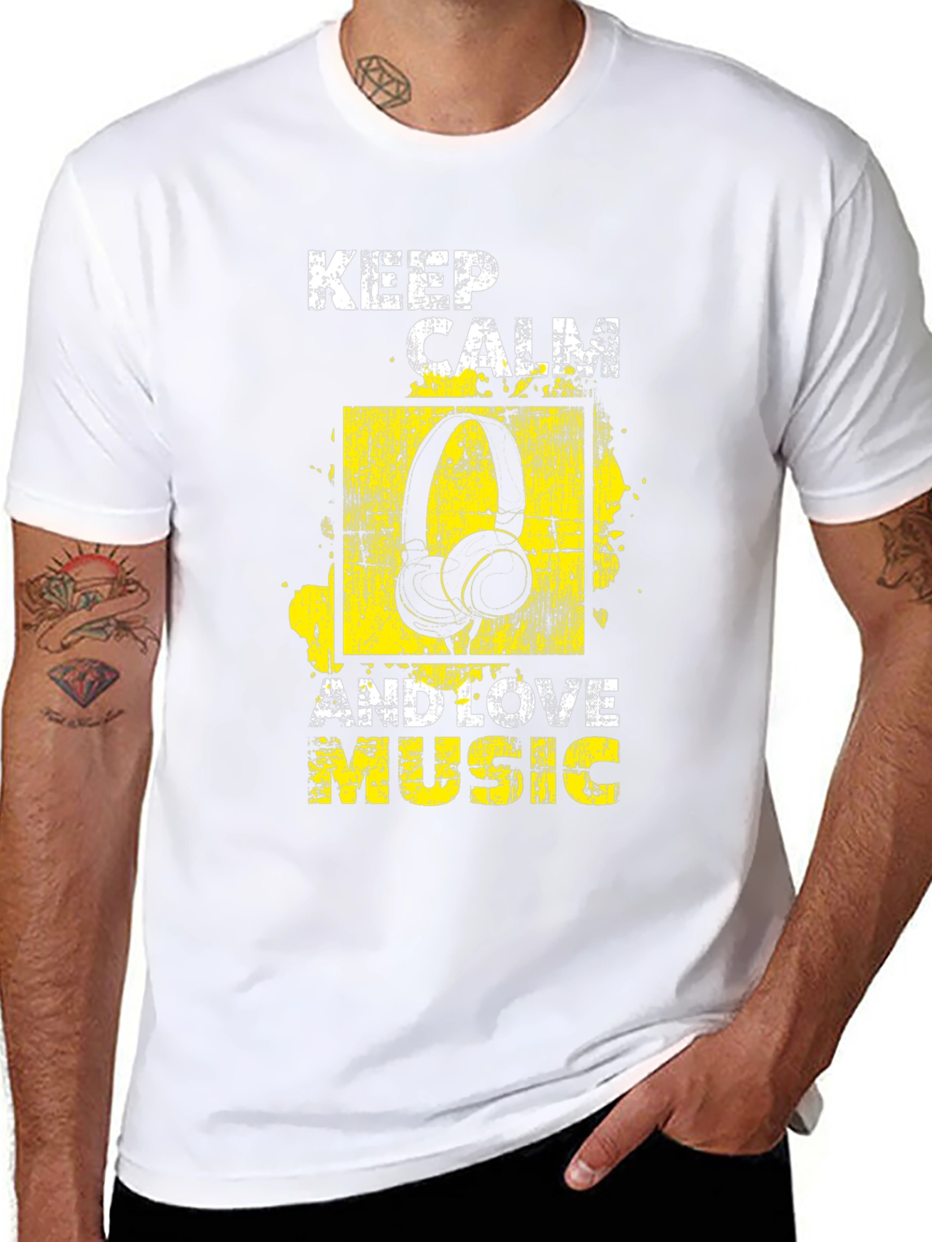 Keep Calm & Love Music Graphic Tee - Black