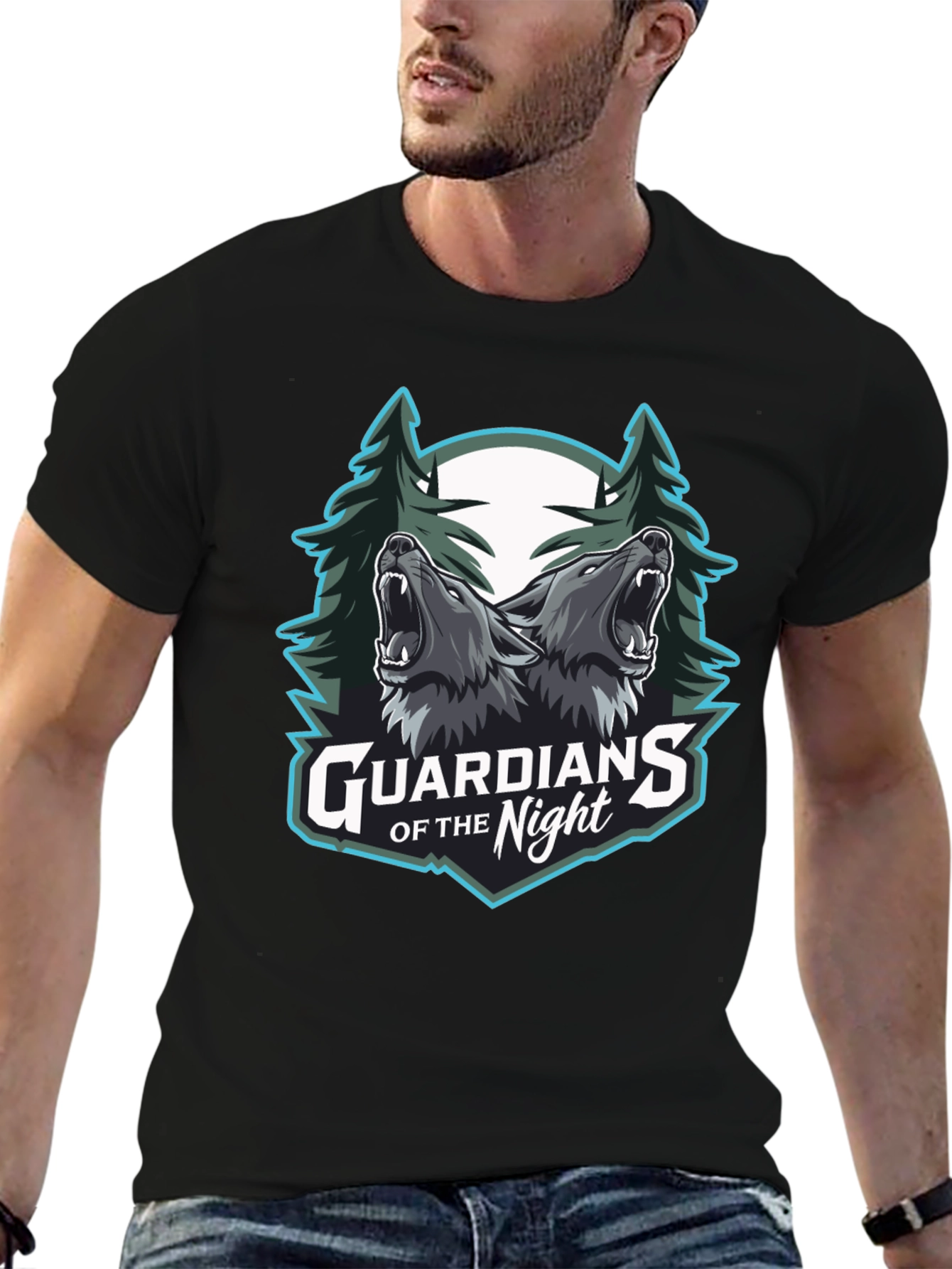 Guardians of the Night Wolf Graphic T-Shirt