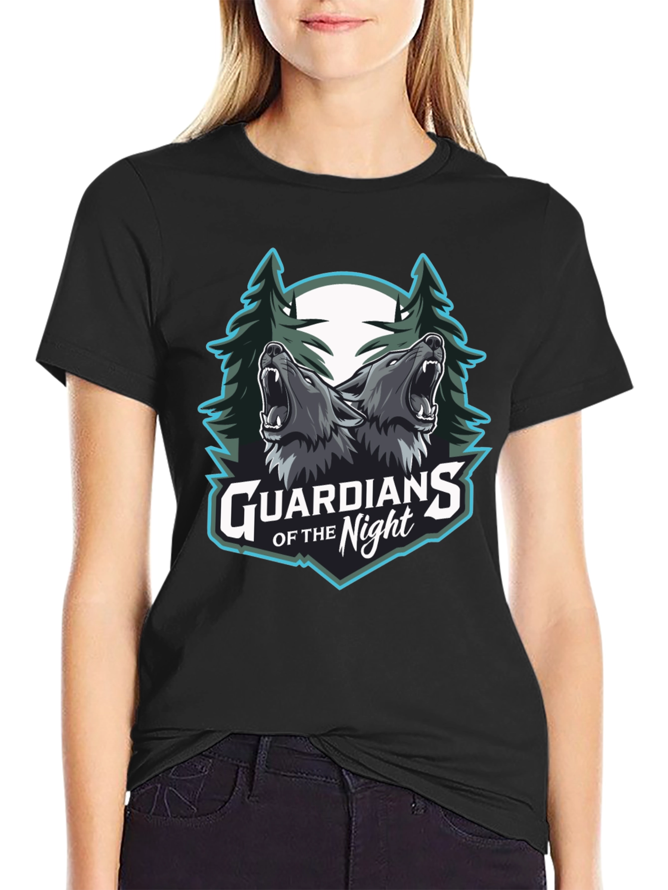 Guardians of the Night Wolf Graphic T-Shirt