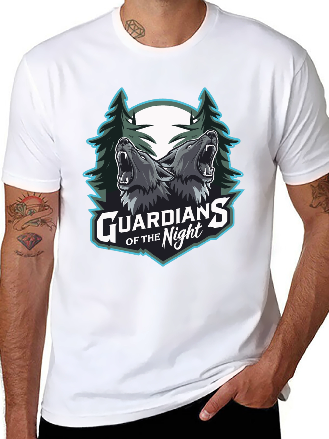Guardians of the Night Wolf Graphic T-Shirt