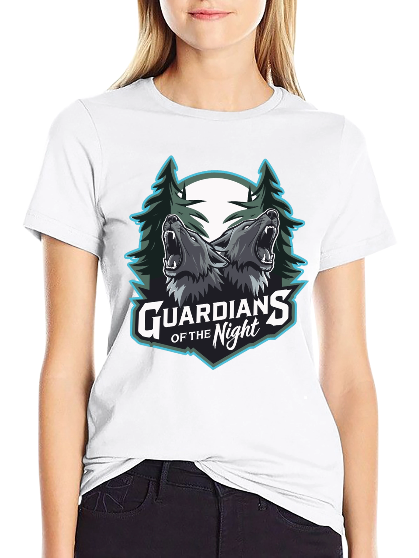 Guardians of the Night Wolf Graphic T-Shirt