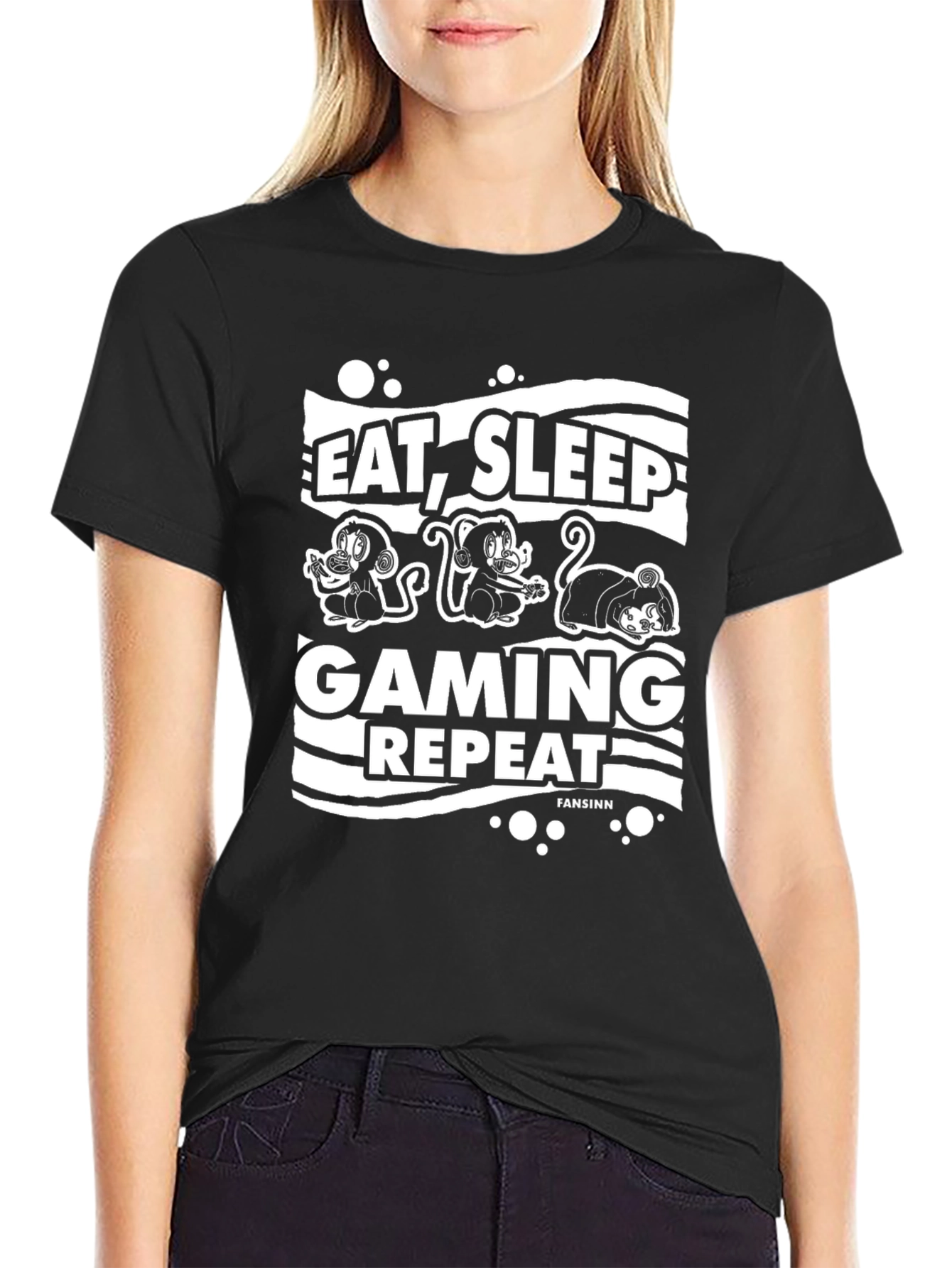 Eat Sleep Gaming Repeat Black T-Shirt