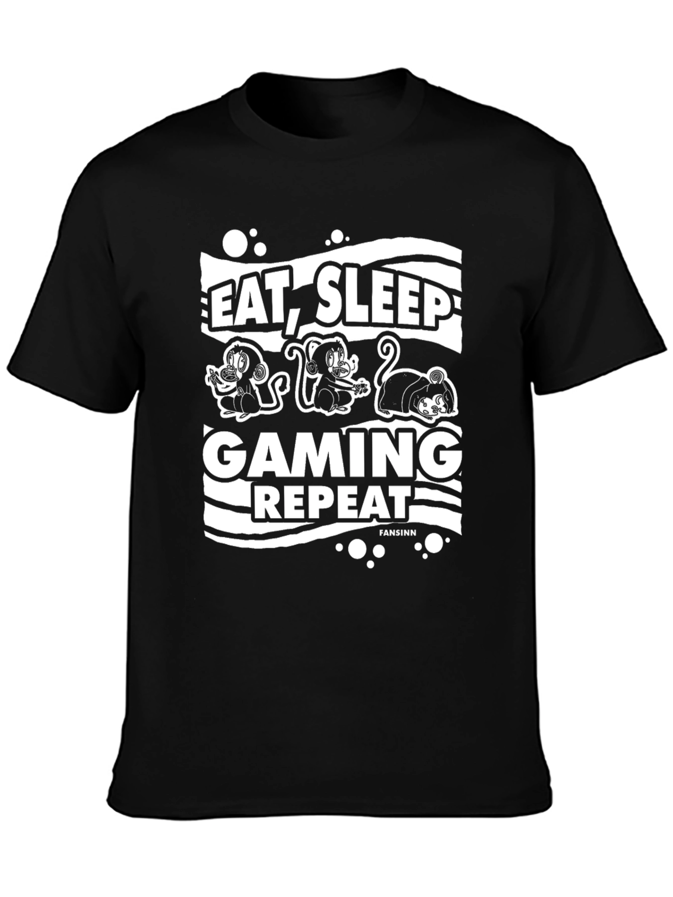 Eat Sleep Gaming Repeat Black T-Shirt