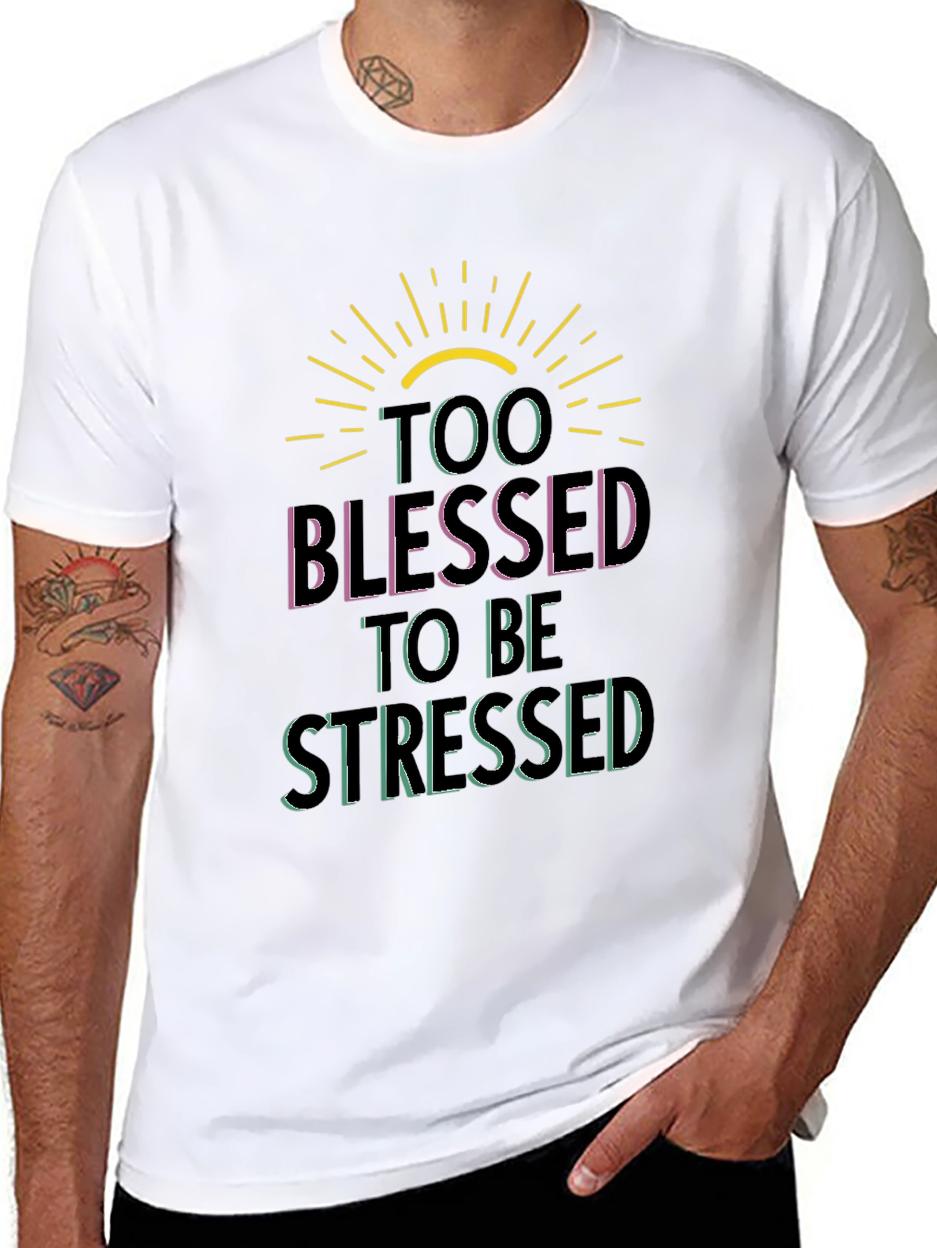 Too Blessed to be Stressed Black Graphic Tee