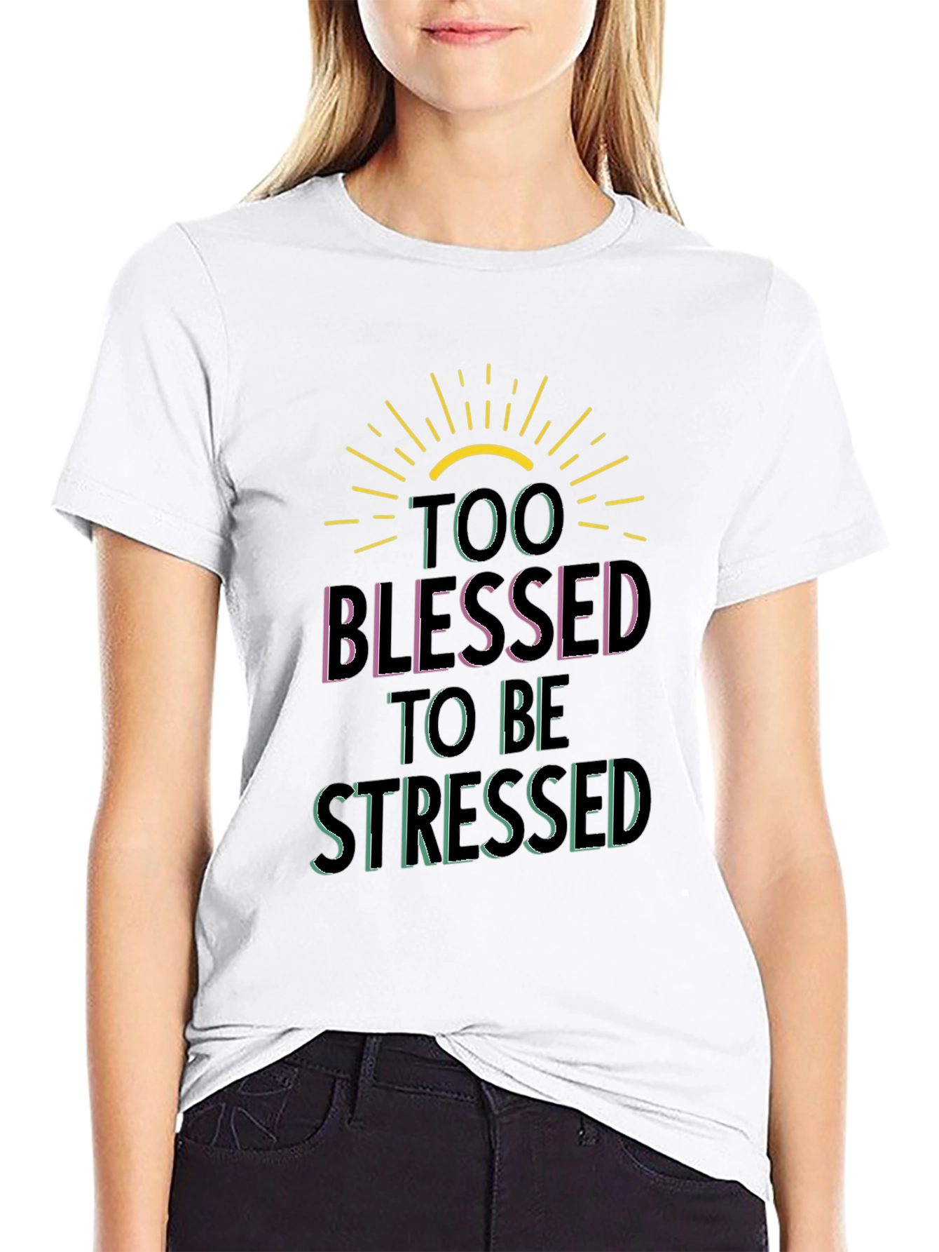 Too Blessed to be Stressed Black Graphic Tee