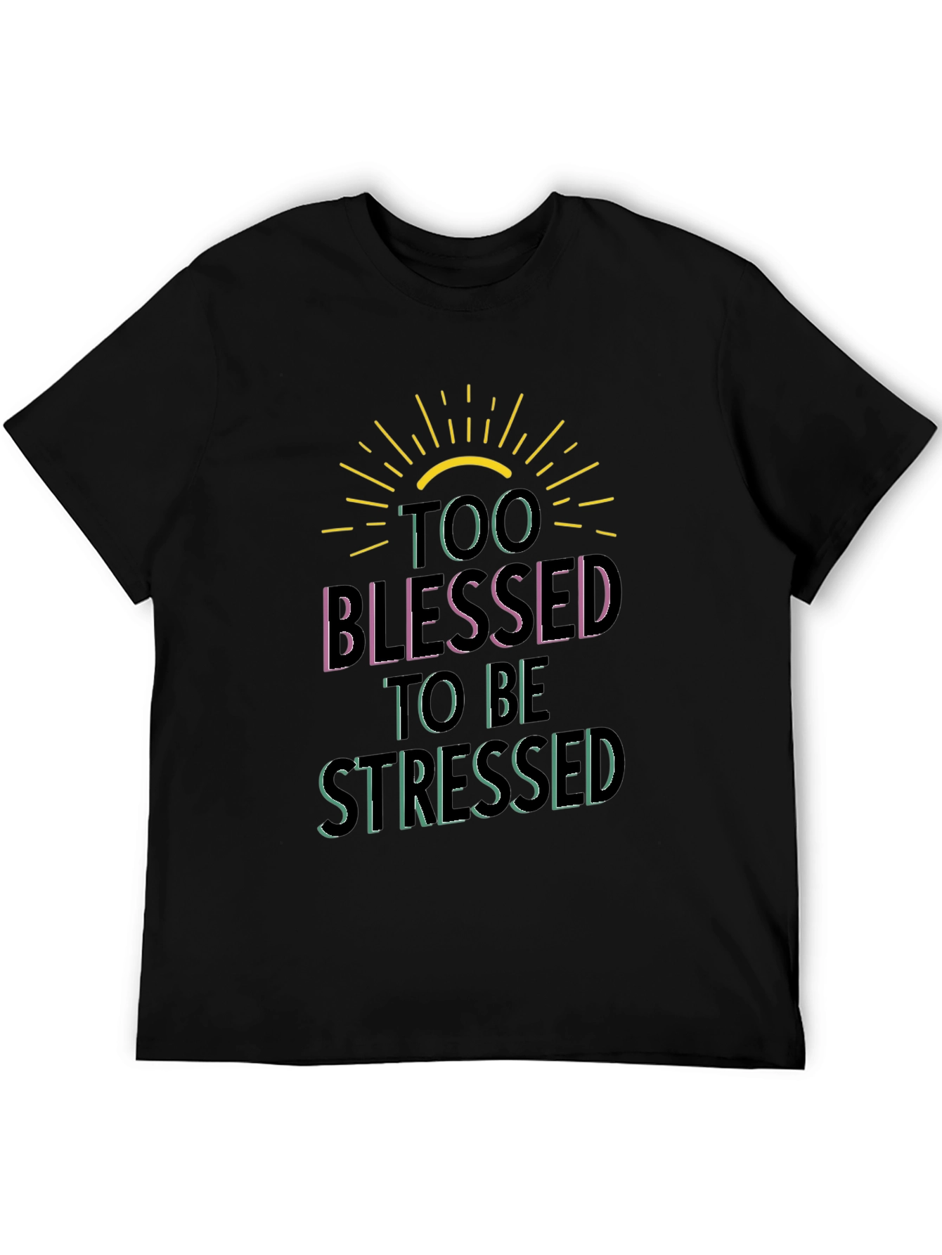 Too Blessed to be Stressed Black Graphic Tee