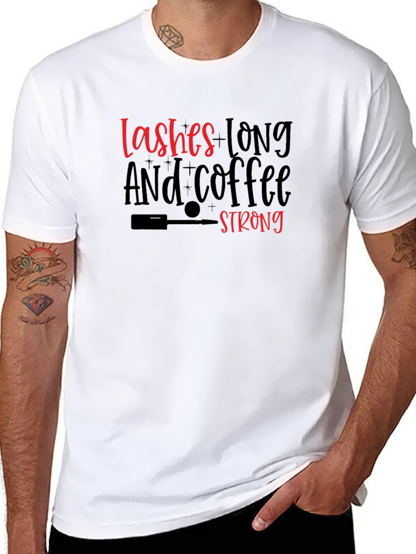 Lashes Long and Coffee Strong Black T-Shirt