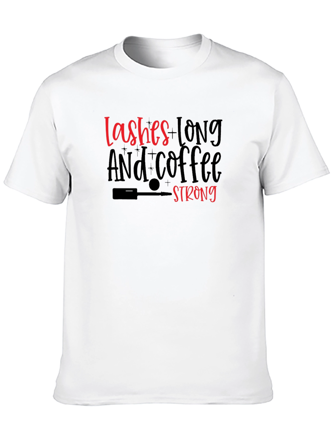 Lashes Long and Coffee Strong Black T-Shirt