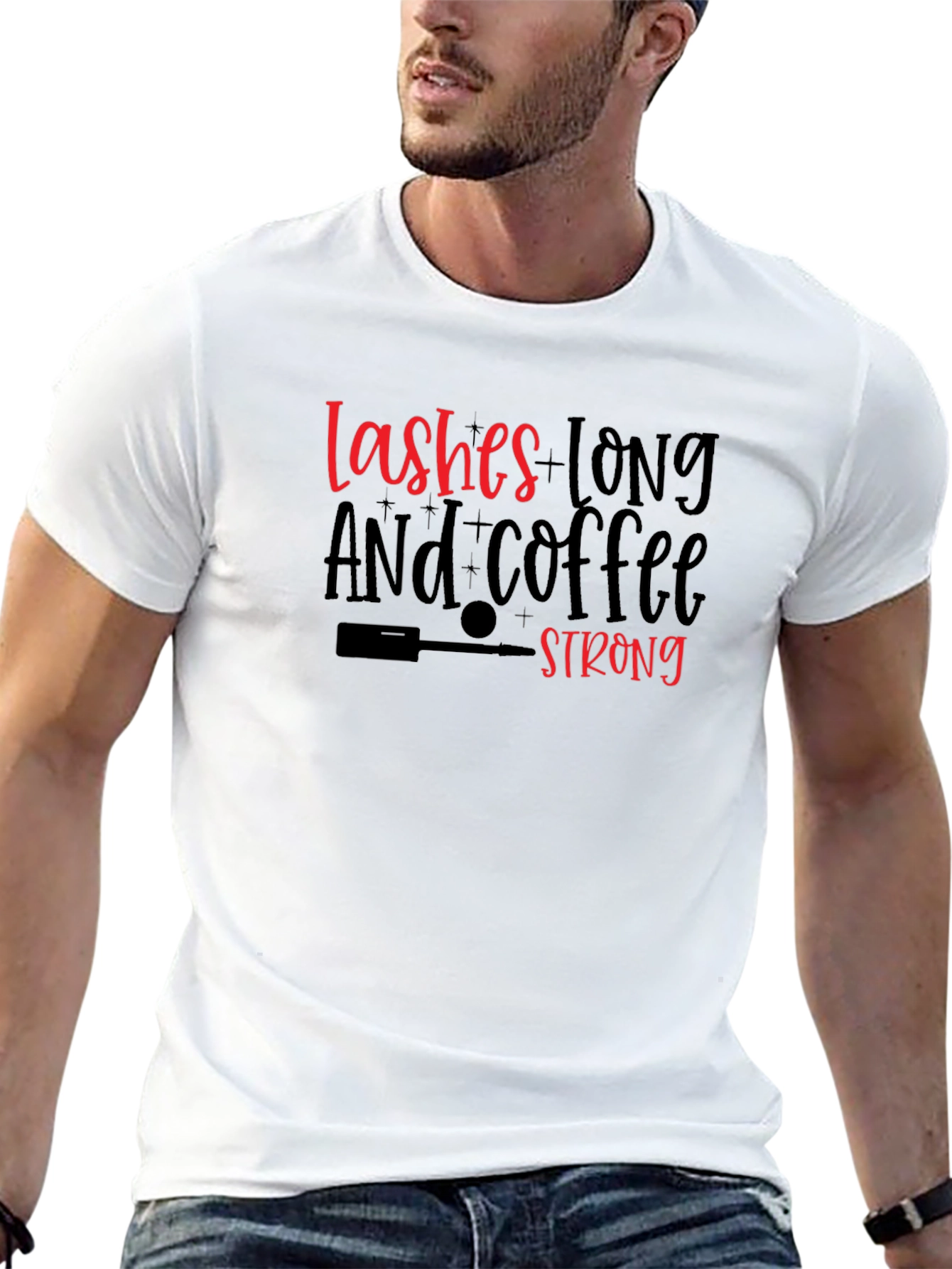 Lashes Long and Coffee Strong Black T-Shirt