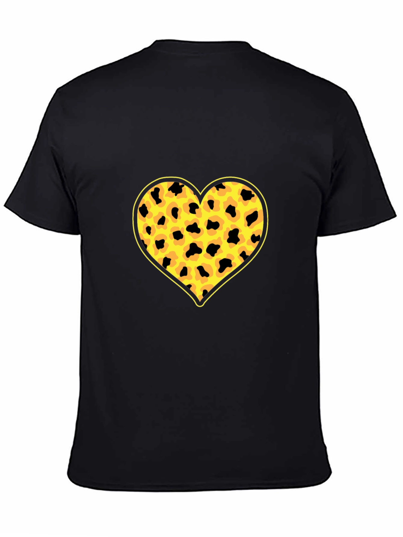Leopard Heart Print Black T-Shirt