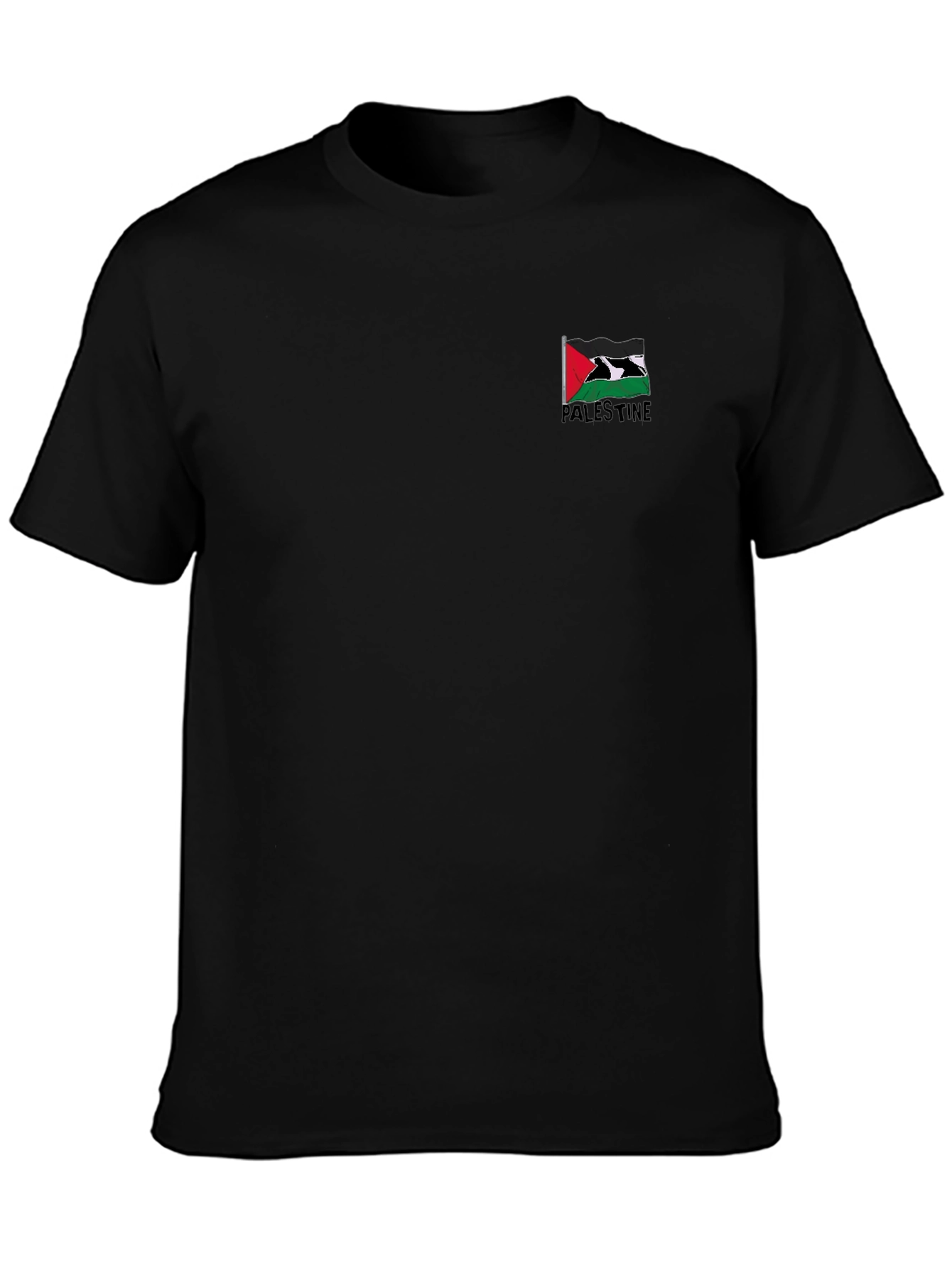 Palestine Flag Graphic Black T-Shirt