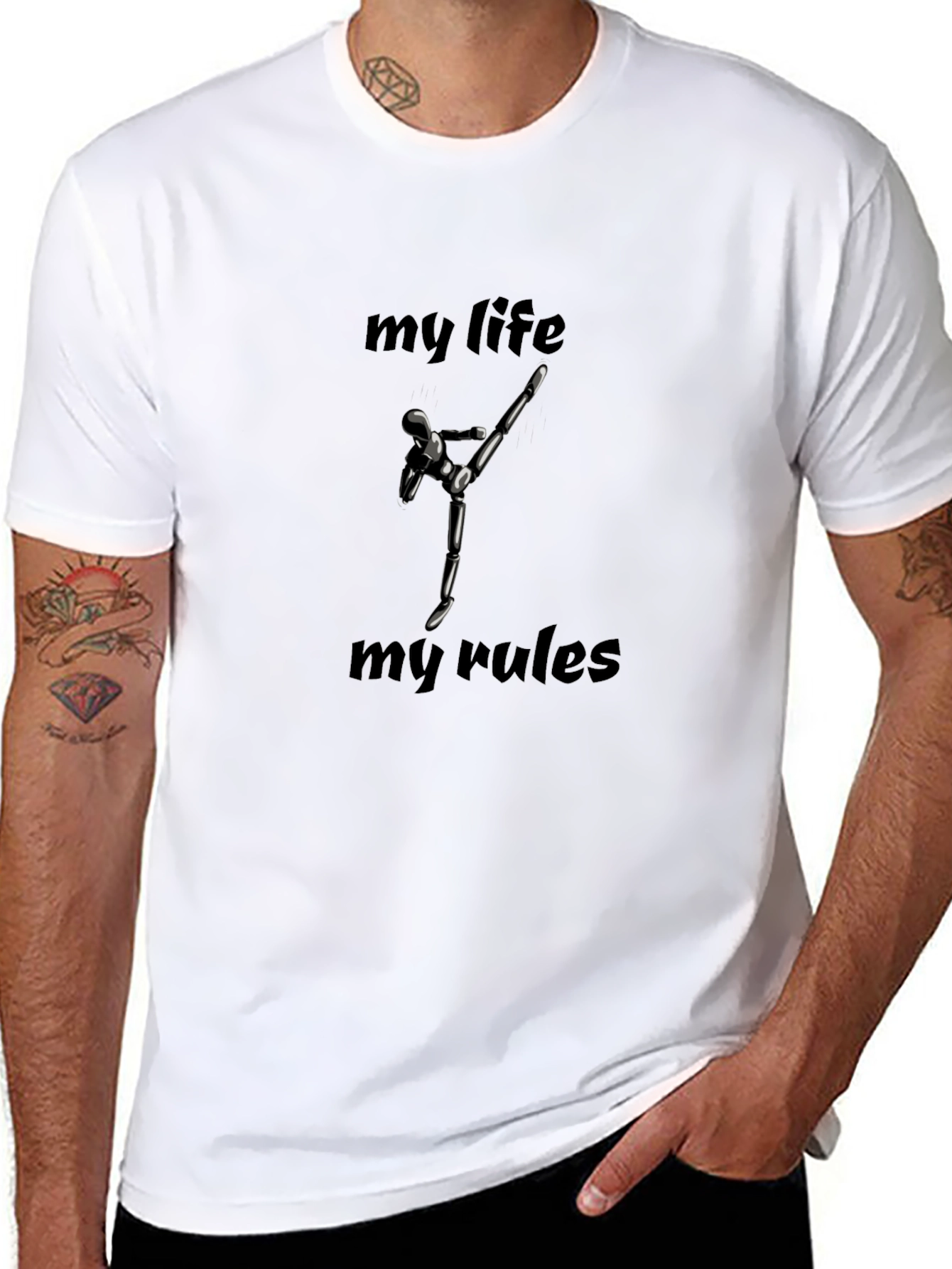 My Life My Rules Black Graphic T-Shirt