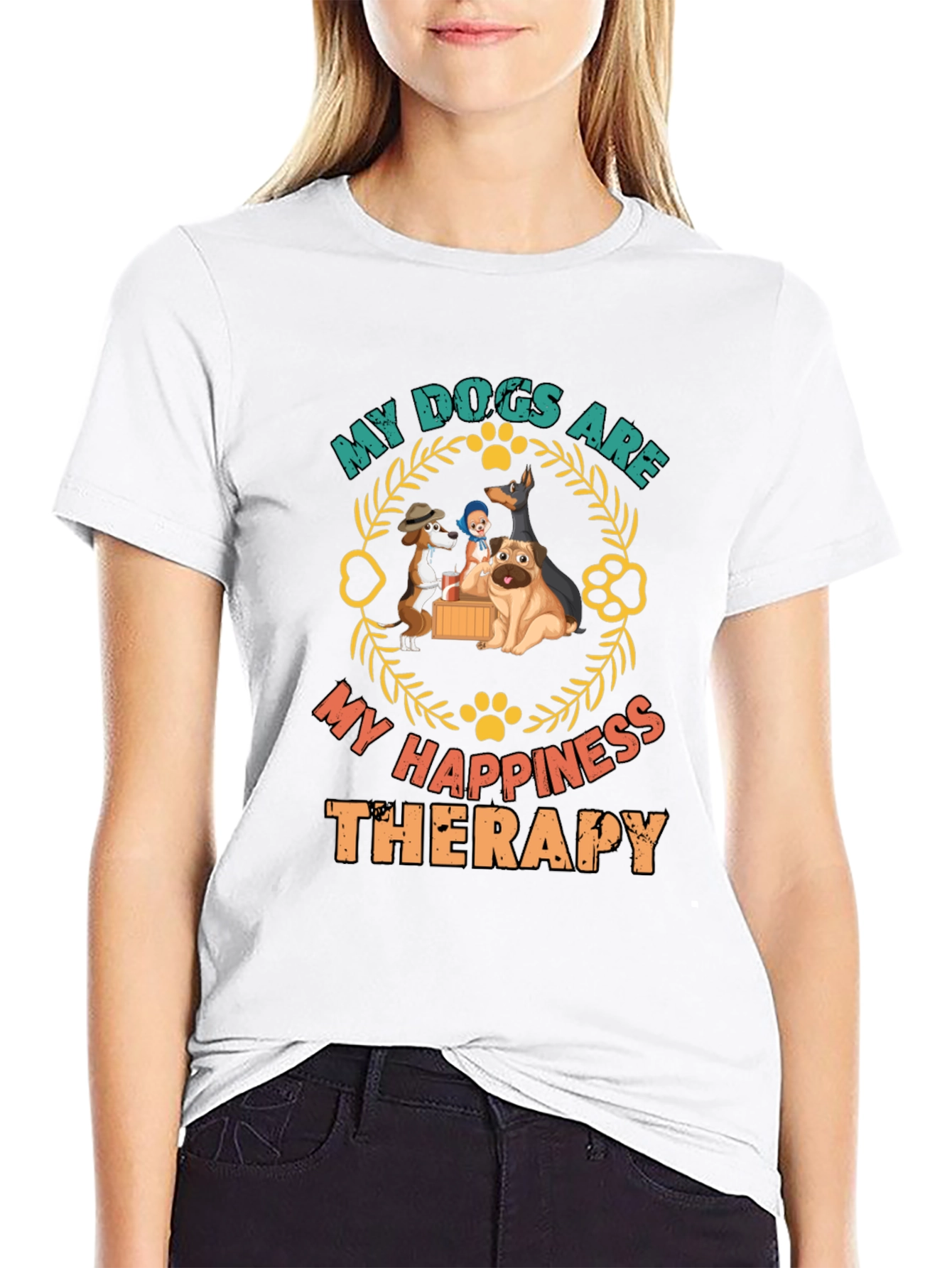 Dog Lover Tee: Happiness Therapy