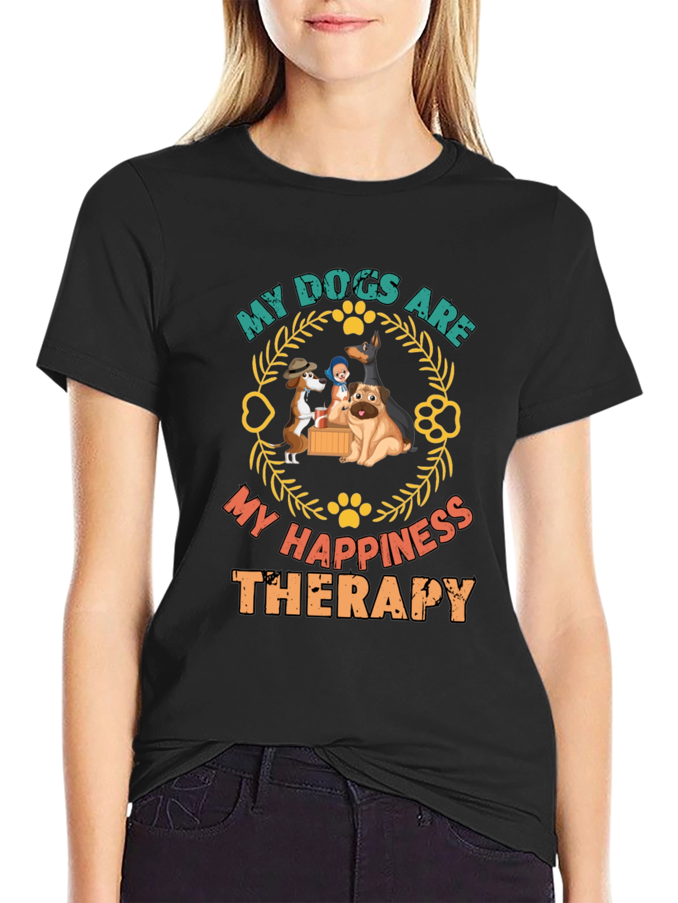 Dog Lover Tee: Happiness Therapy